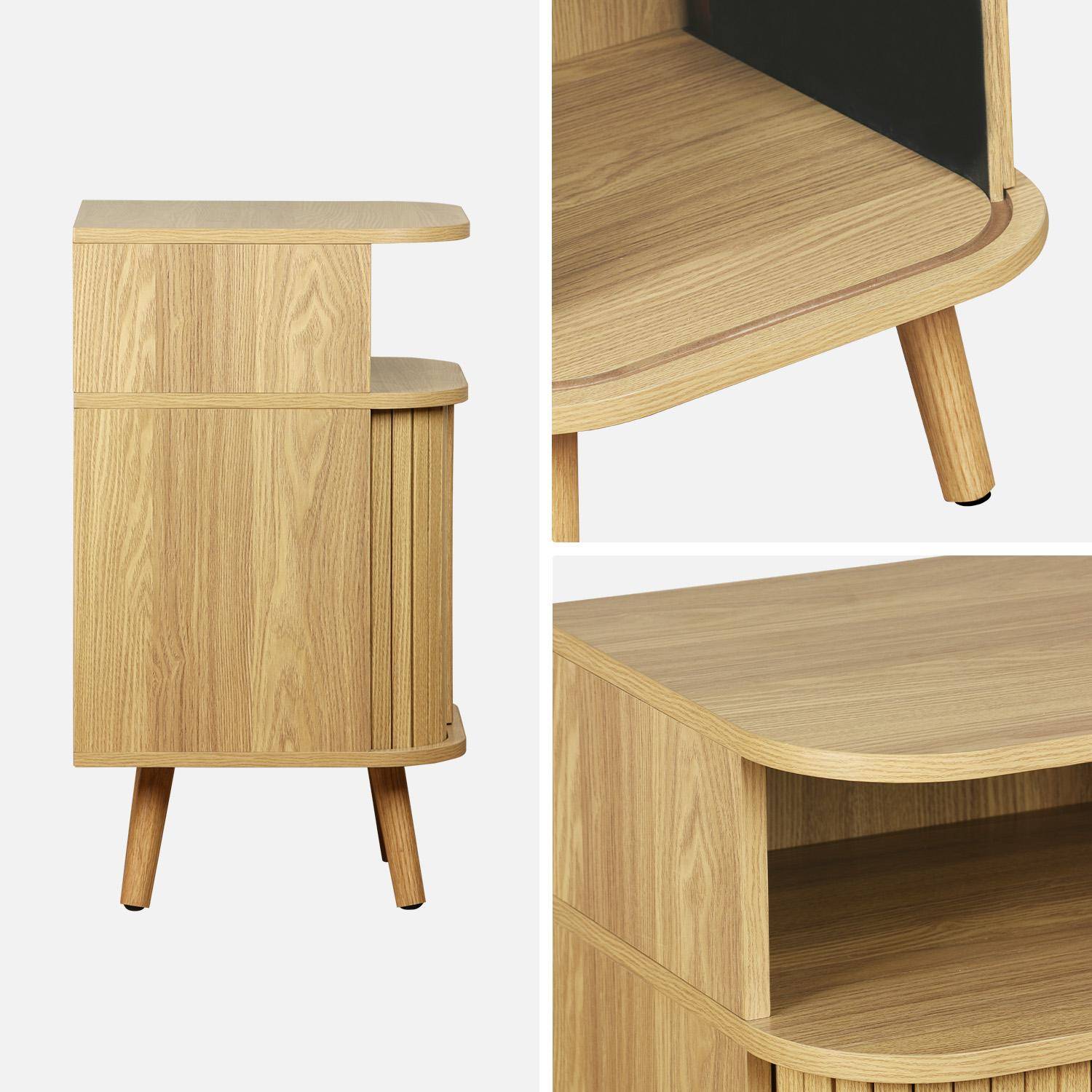 Mesa de cabeceira com 2 portas de correr e 1 nicho, Legacy, Natural, 40x40x70 cm Photo5