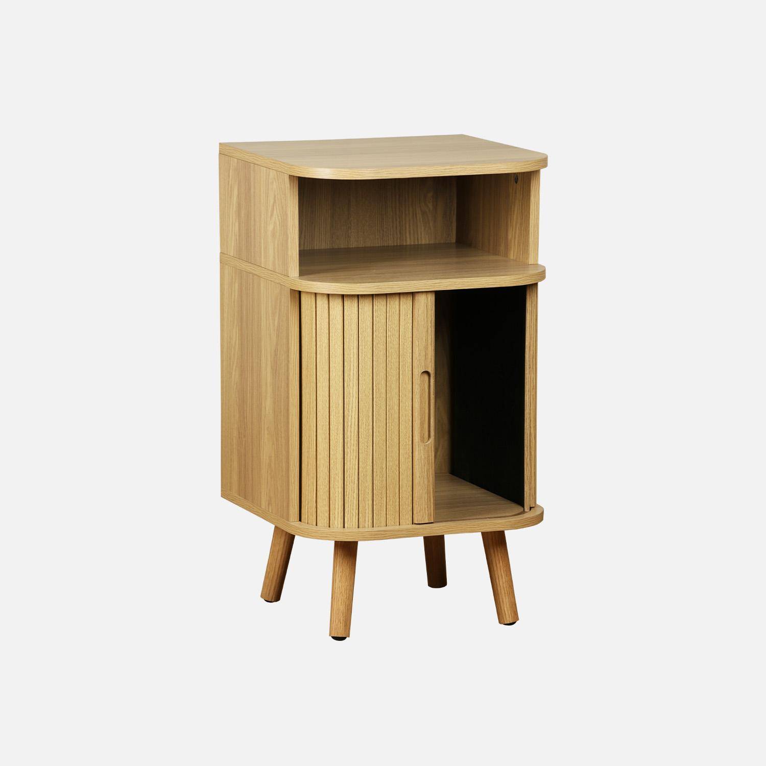 Mesa de cabeceira com 2 portas de correr e 1 nicho, Legacy, Natural, 40x40x70 cm Photo4