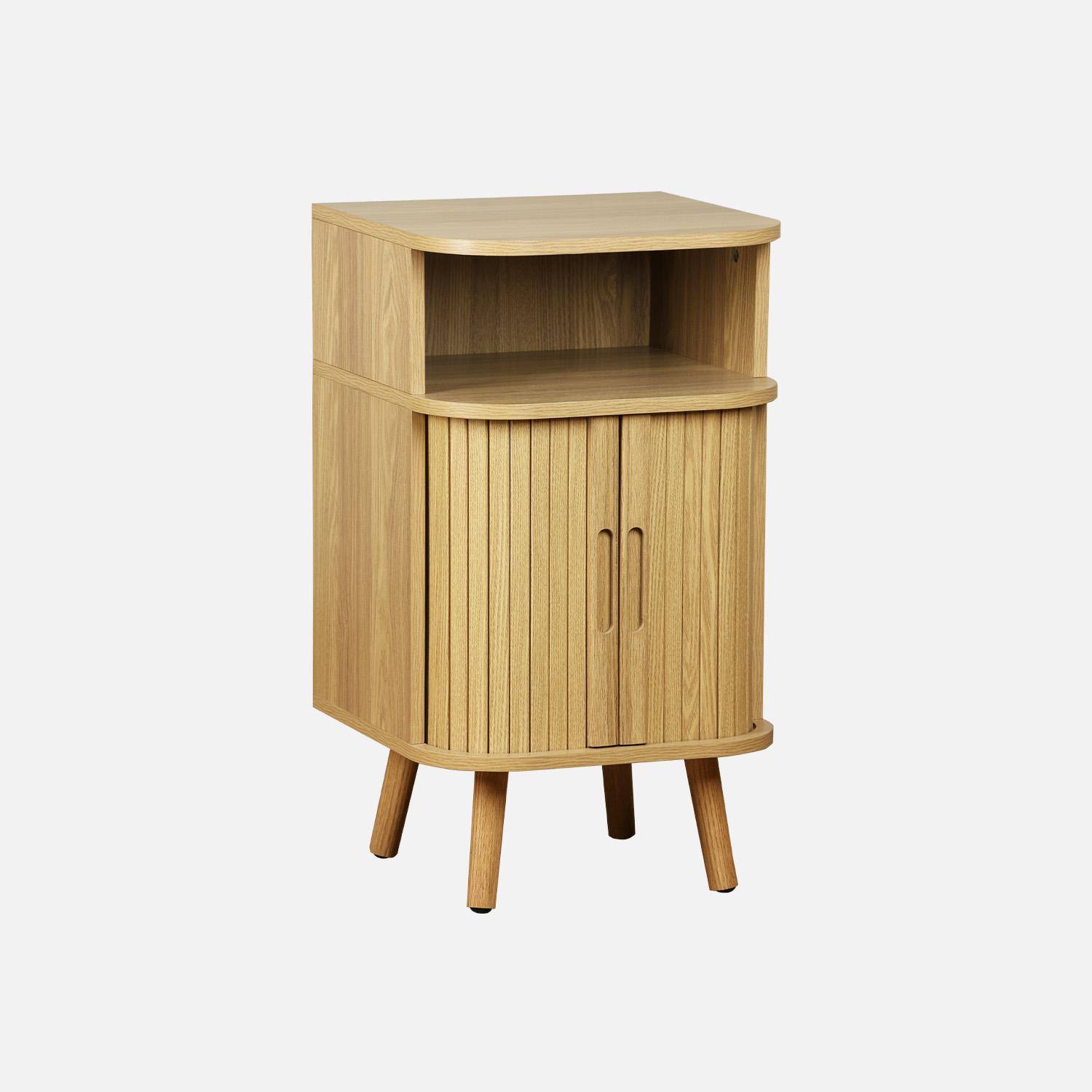Mesa de cabeceira com 2 portas de correr e 1 nicho, Legacy, Natural, 40x40x70 cm Photo3