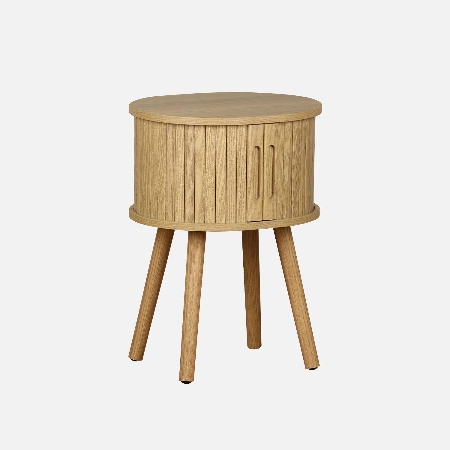 Mesa de cabeceira com 2 portas de correr, Legacy, Natural, 40x34x54.8 cm Photo3