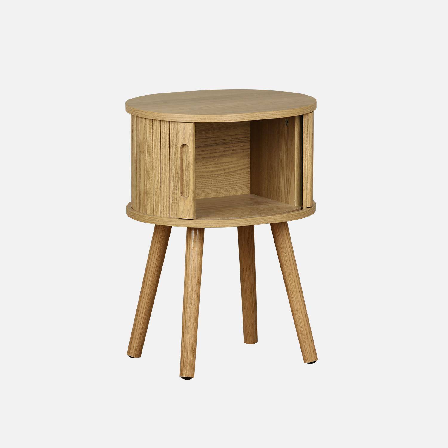 Mesa de cabeceira com 2 portas de correr, Legacy, Natural, 40x34x54.8 cm Photo4
