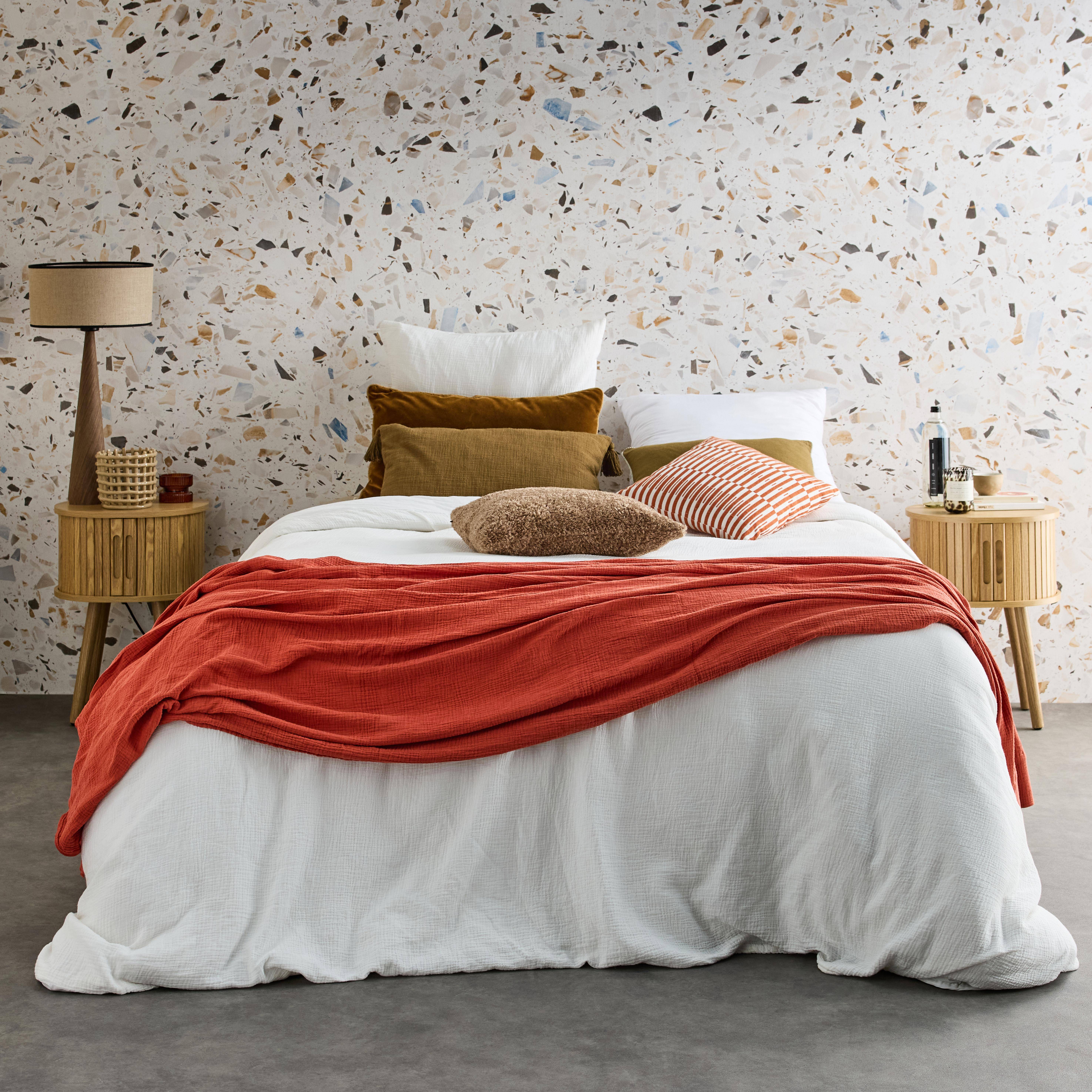 Relaxdays Comodino Stile Nordico 1003 – 2 Ripiani E Cassetto, 55x40x35 Cm – Bianco E Naturale, MDF E Bambù, Per Camera Da Letto - 4