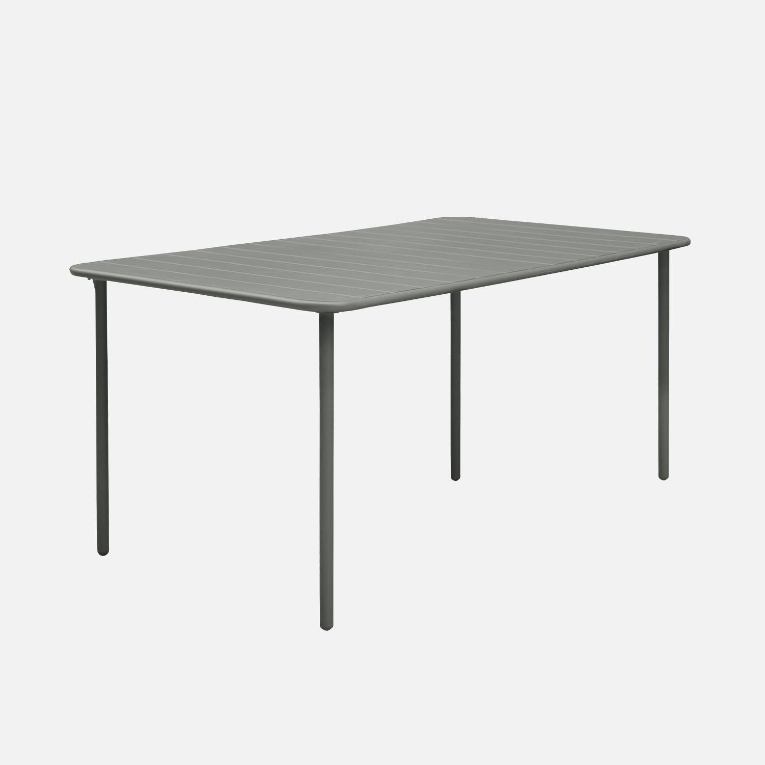 Table de jardin en métal kaki + 8 chaises, traitement antirouille, lattes et bords arrondis ,sweeek,Photo3