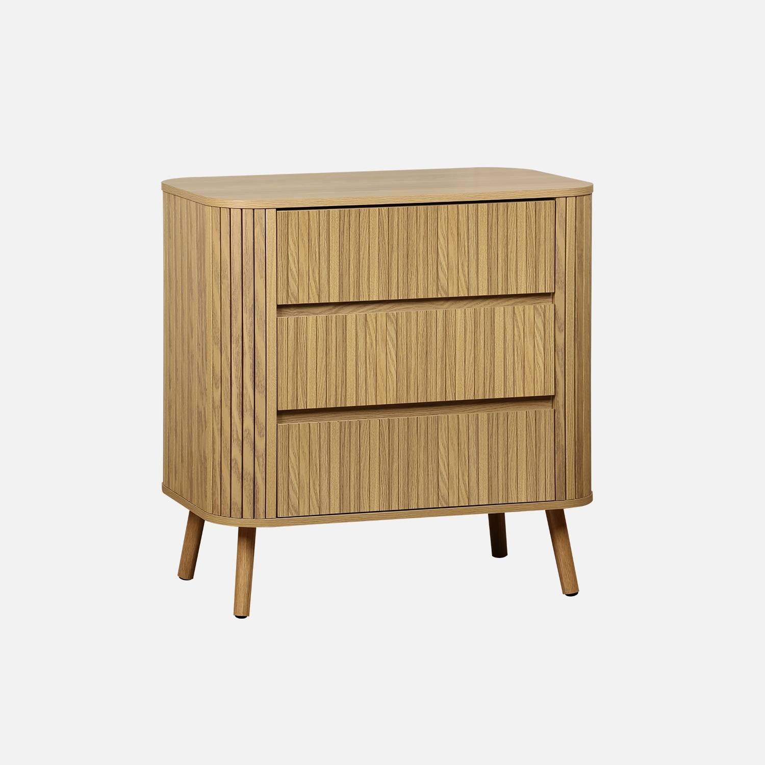 Grooved decor dresser 3 drawers, Natural