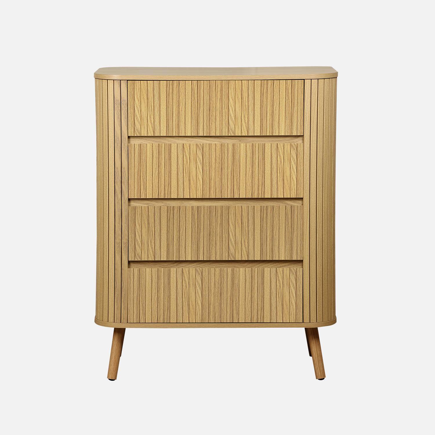 4-drawer chest, natural stripe decor, Legacy, Natural, 80x45x100 cm,sweeek,Photo4