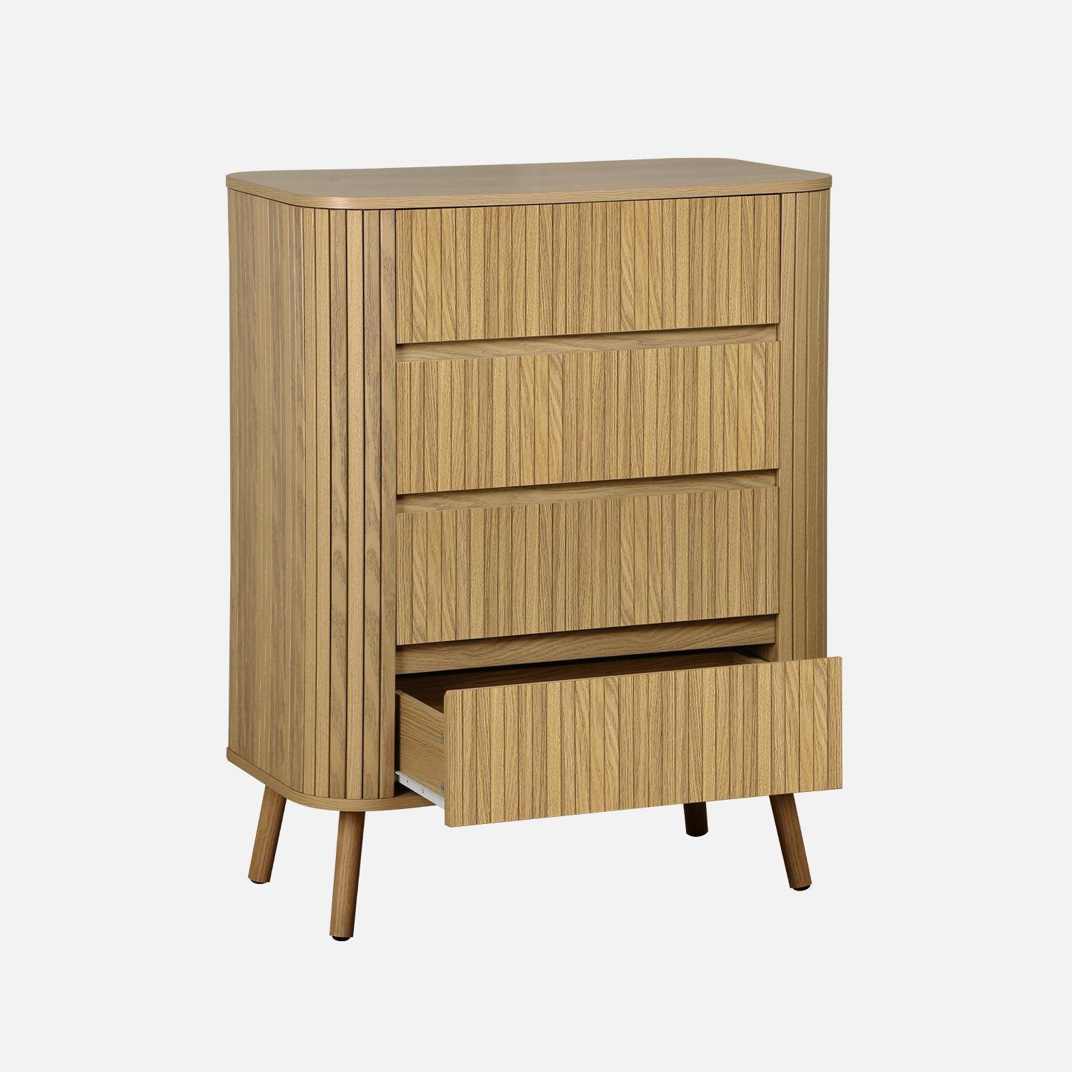 4-drawer chest, natural stripe decor, Legacy, Natural, 80x45x100 cm,sweeek,Photo5
