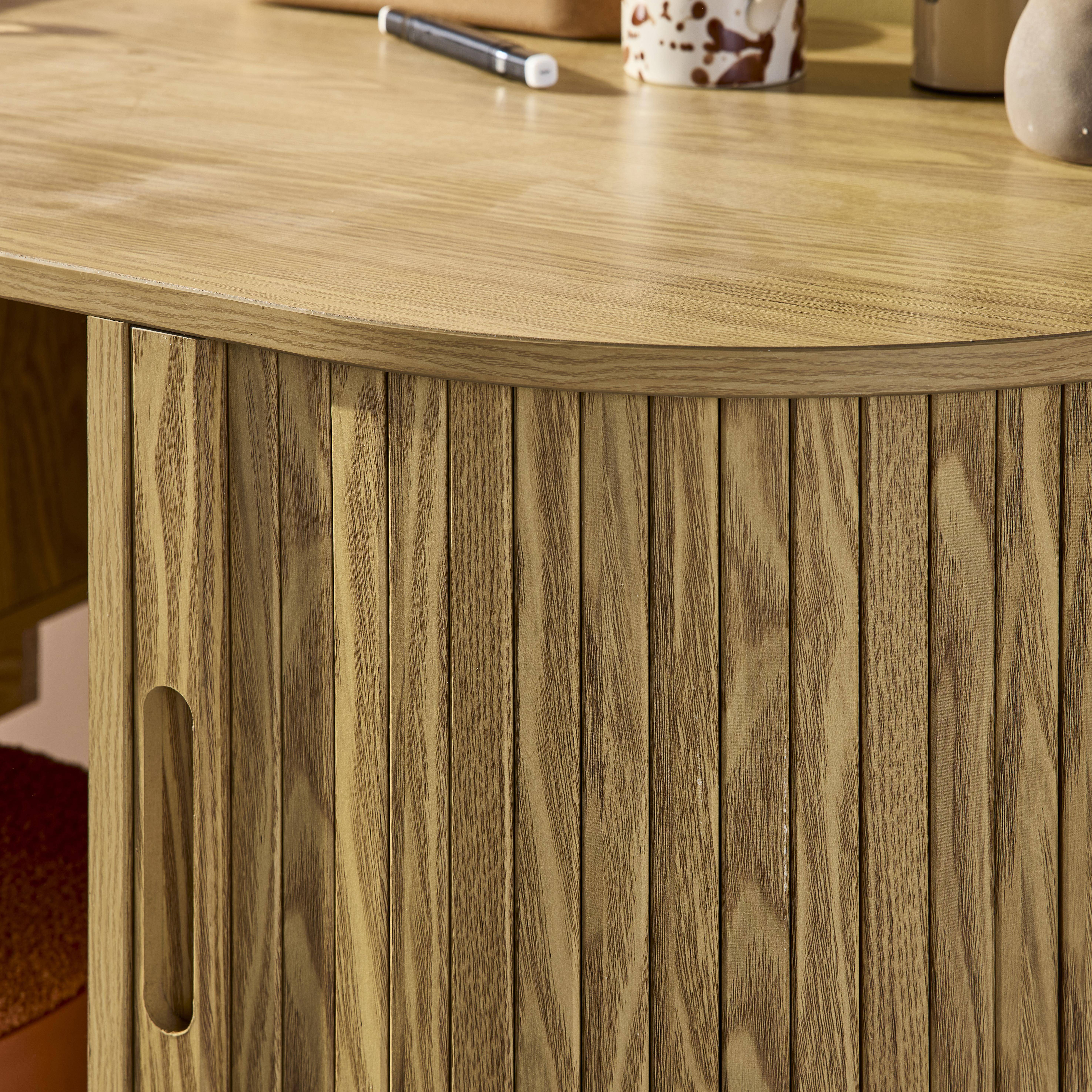 120cm grooved wooden-effect oval desk with two storage spaces, Legacy, 120x55x77 cm Photo4
