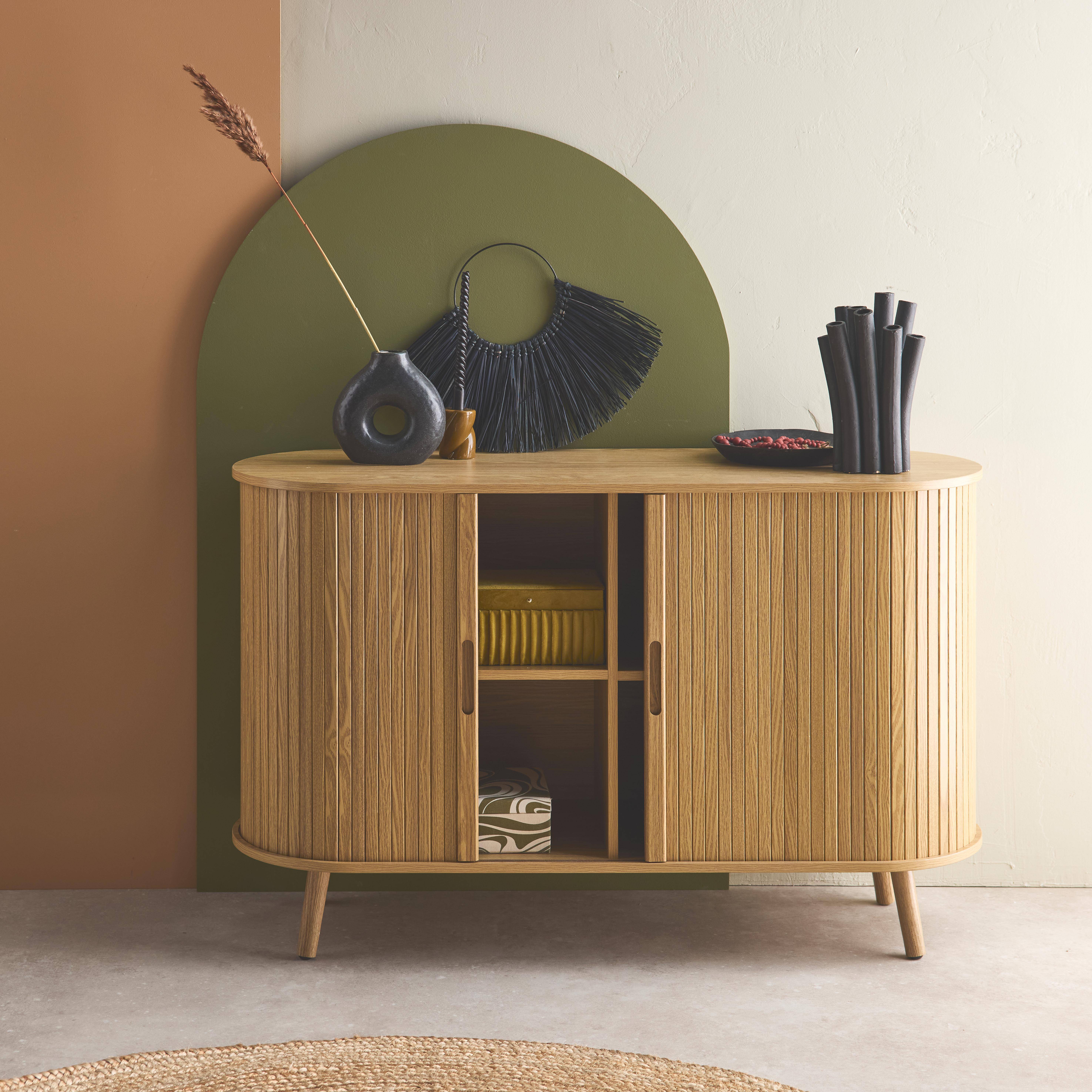 120cm scandi-style sideboard with 2 sliding doors, Legacy, Natural, 120x40x75 cm Photo2