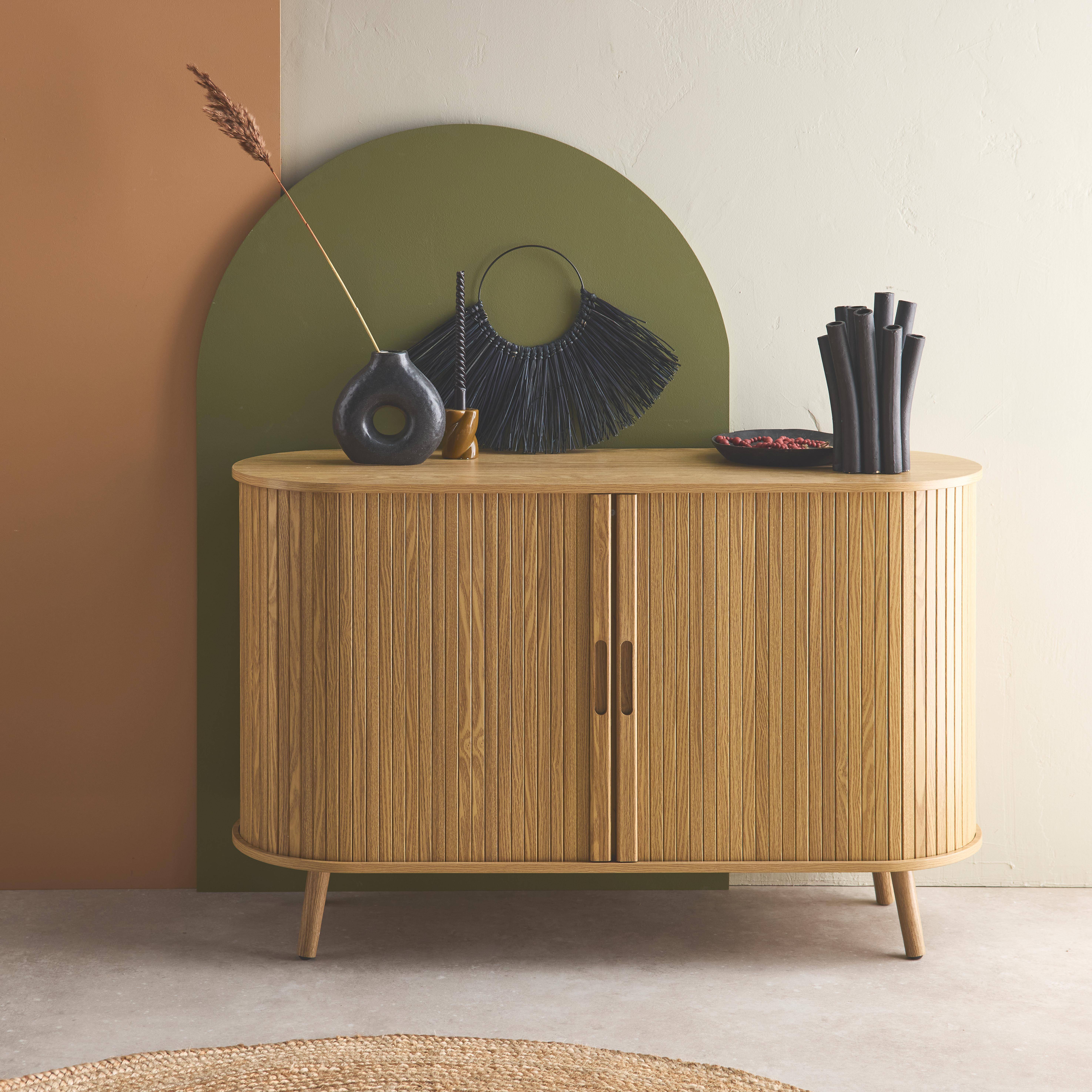 120cm scandi-style sideboard with 2 sliding doors, Legacy, Natural, 120x40x75 cm Photo1