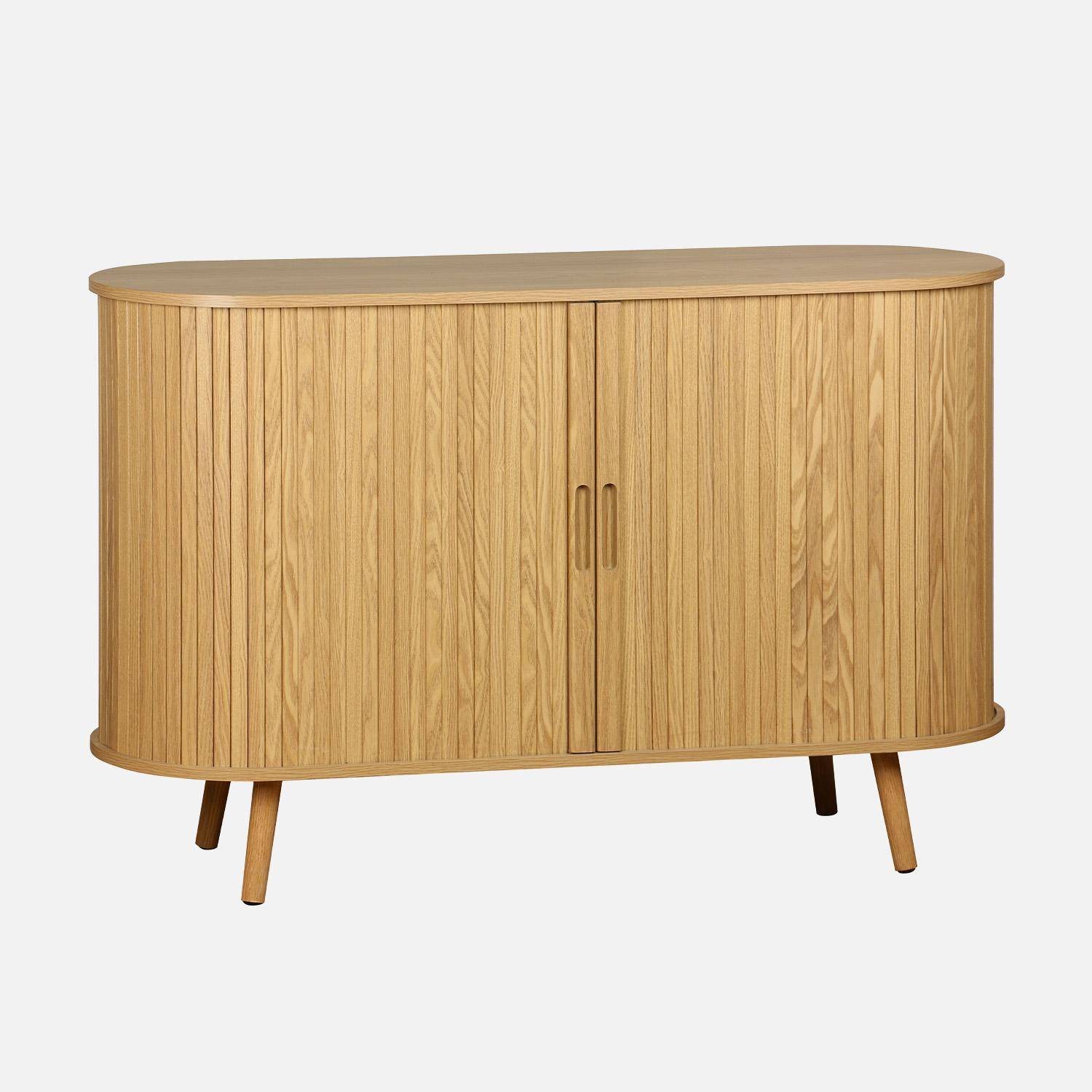 120cm scandi-style sideboard with 2 sliding doors, Legacy, Natural, 120x40x75 cm Photo3