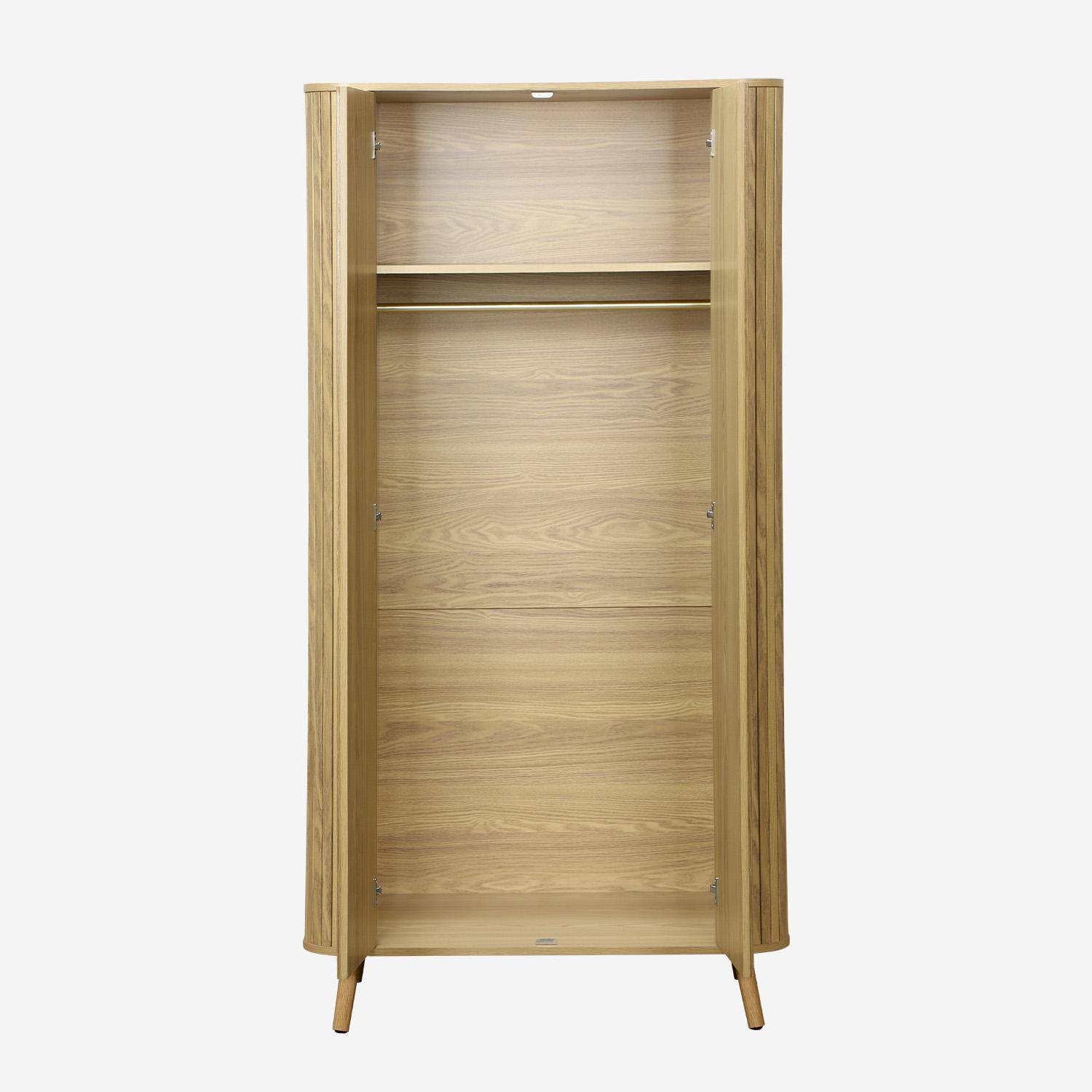 Armadura efeito madeira com prateleira e cabideiro Natural - 90x60x180 cm Photo4