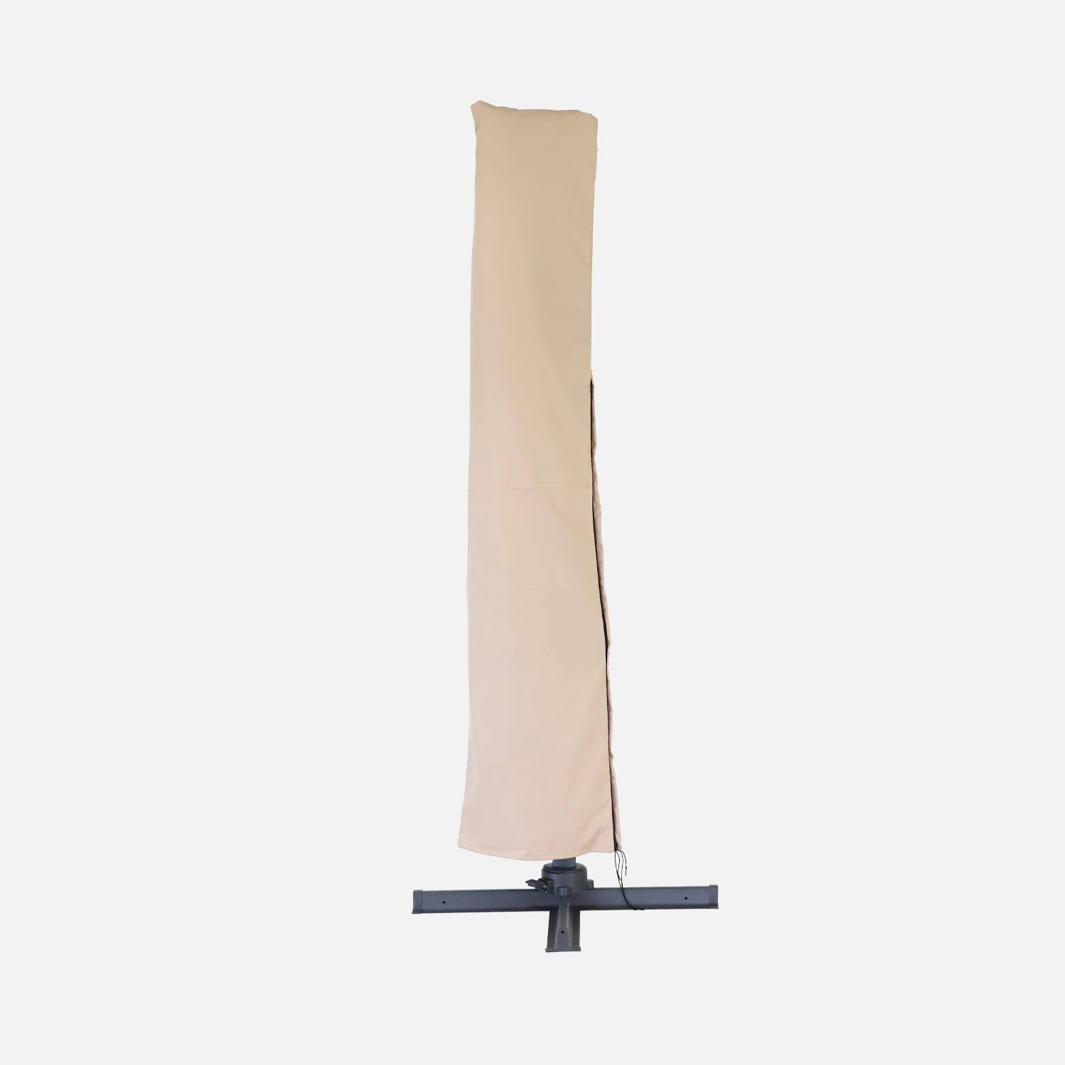 Parasol desplazado 3x3m + juego de 4 losas de 50x50cm, Falgos + losas 50x50cm, Beige, 300x300x260 cm,sweeek,Photo8
