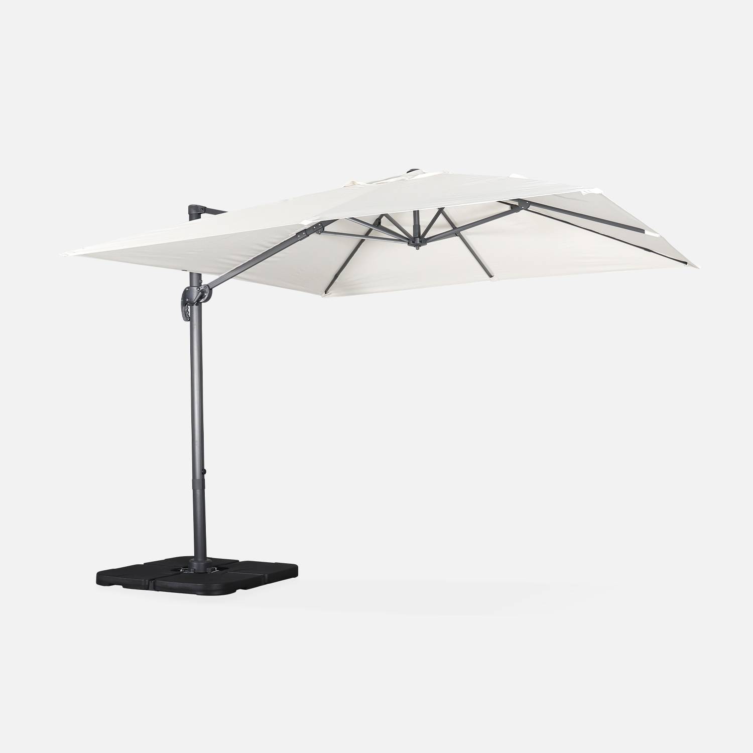 Ecru parasol 3x3m grijze structuur + 4 | sweeek tegels