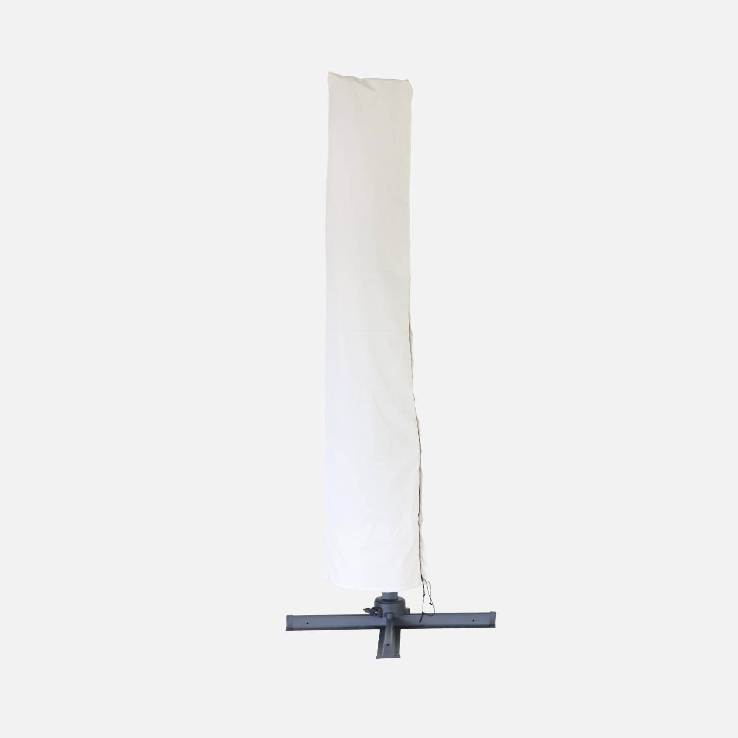 Parasol cuadrado excéntrico, 3x3m + placas de lastre 50x50cm Crudo - 300x300x260 cm,sweeek,Photo9