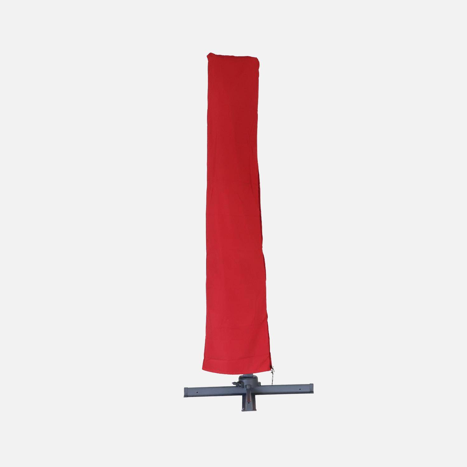 Parasol desplazado 3x3m + juego de 4 losas de 50x50cm, Falgos + losas 50x50cm, Rojo, 300x300x260 cm Photo8