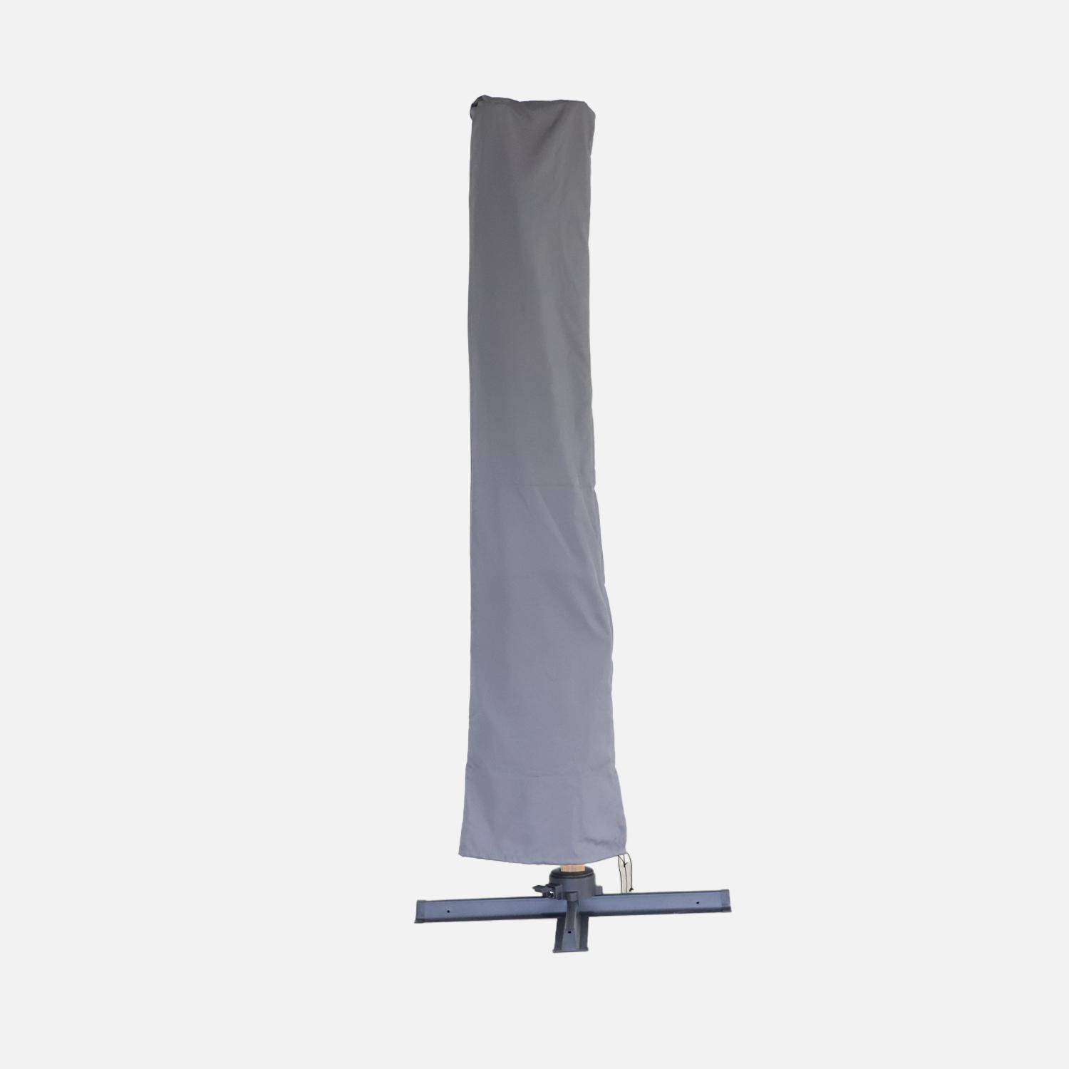 Grey offset square parasol 3x3m with wood-effect frame + Set of 4 weighting slabs 50x50cm,sweeek,Photo9