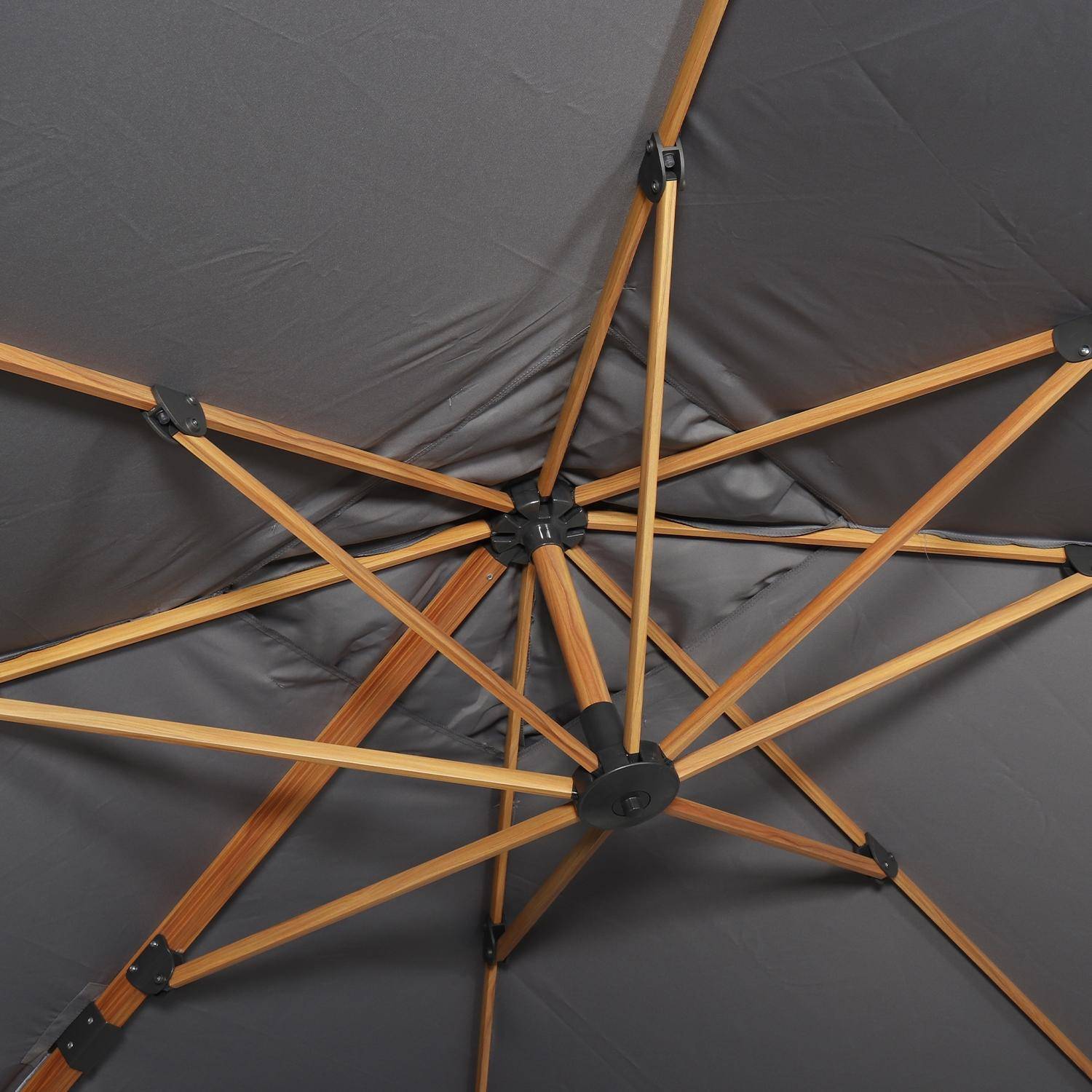 Parasol 3x3m con mástil efecto madera + losas 50x50cm, Falgos + losas 50x50cm, Gris, 300x300x260 cm Photo5