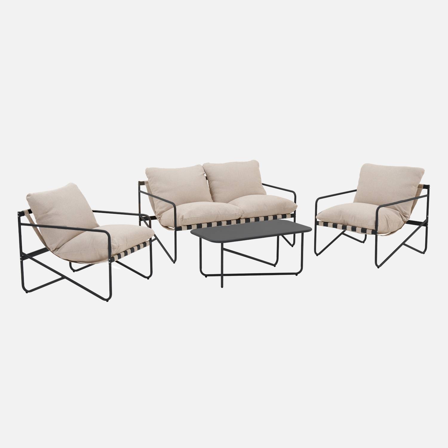 Salon de jardin acier 4 places anthracite