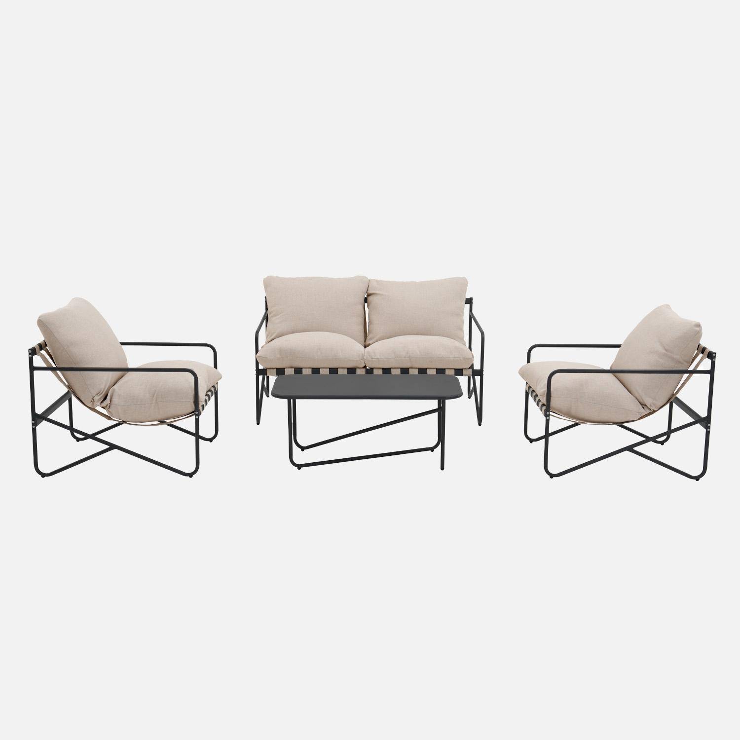 Conjunto de mobiliário de jardim com mesa de metal de 4 lugares, Alcamo, Antracite, 78x128x63 cm Photo4