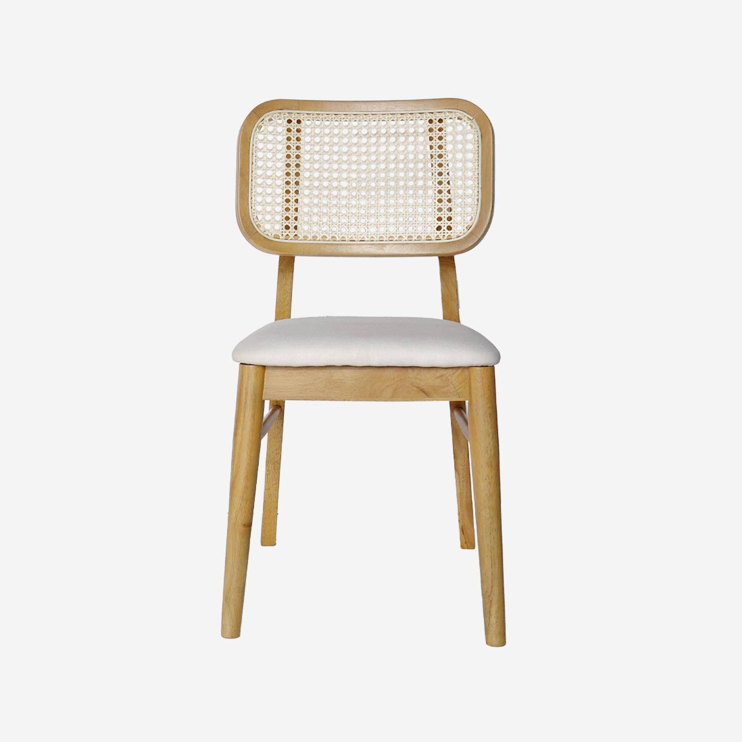 Sedie in legno di hevea, canna e tessuto, set di 2, Mani, Quercia, 43x55x81 cm Photo5