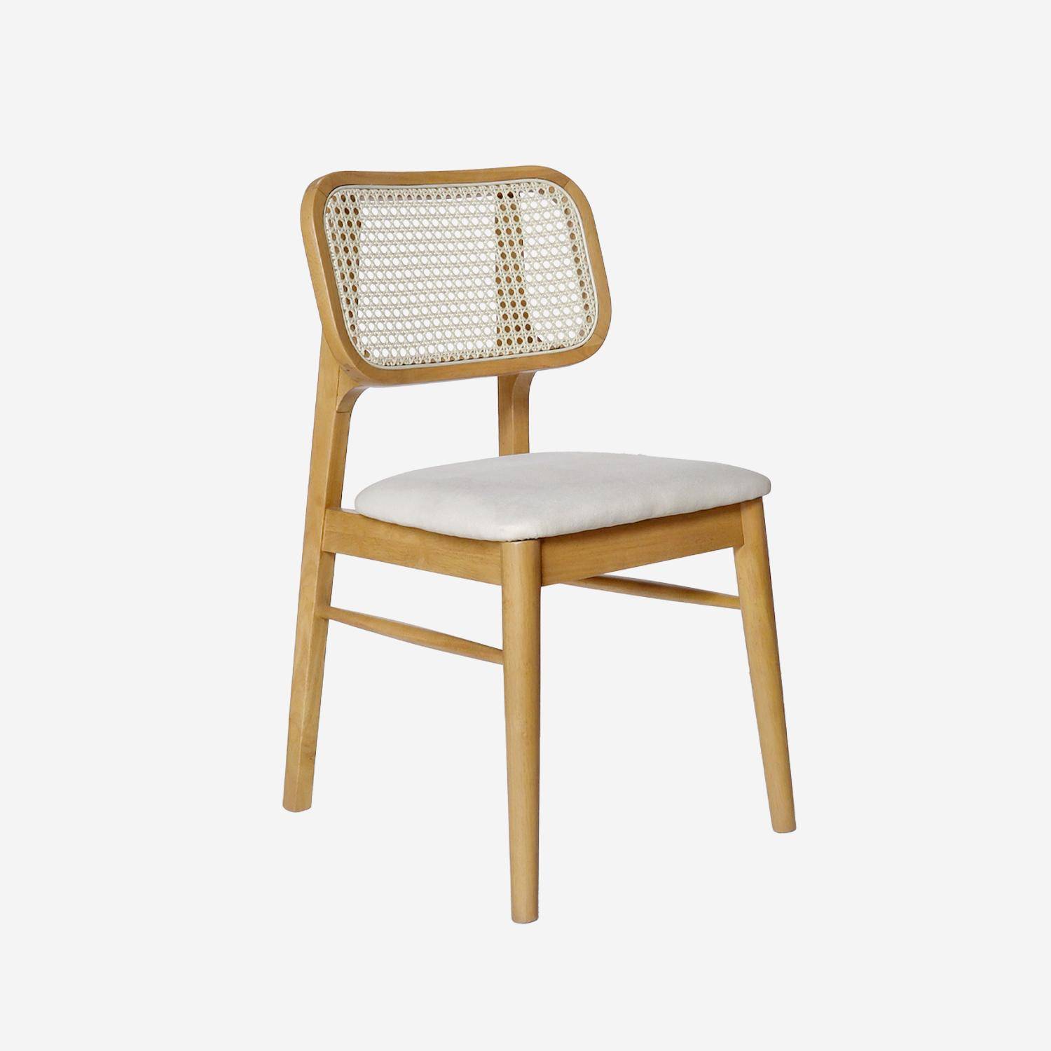 Sedie in legno di hevea, canna e tessuto, set di 2, Mani, Quercia, 43x55x81 cm,sweeek,Photo4