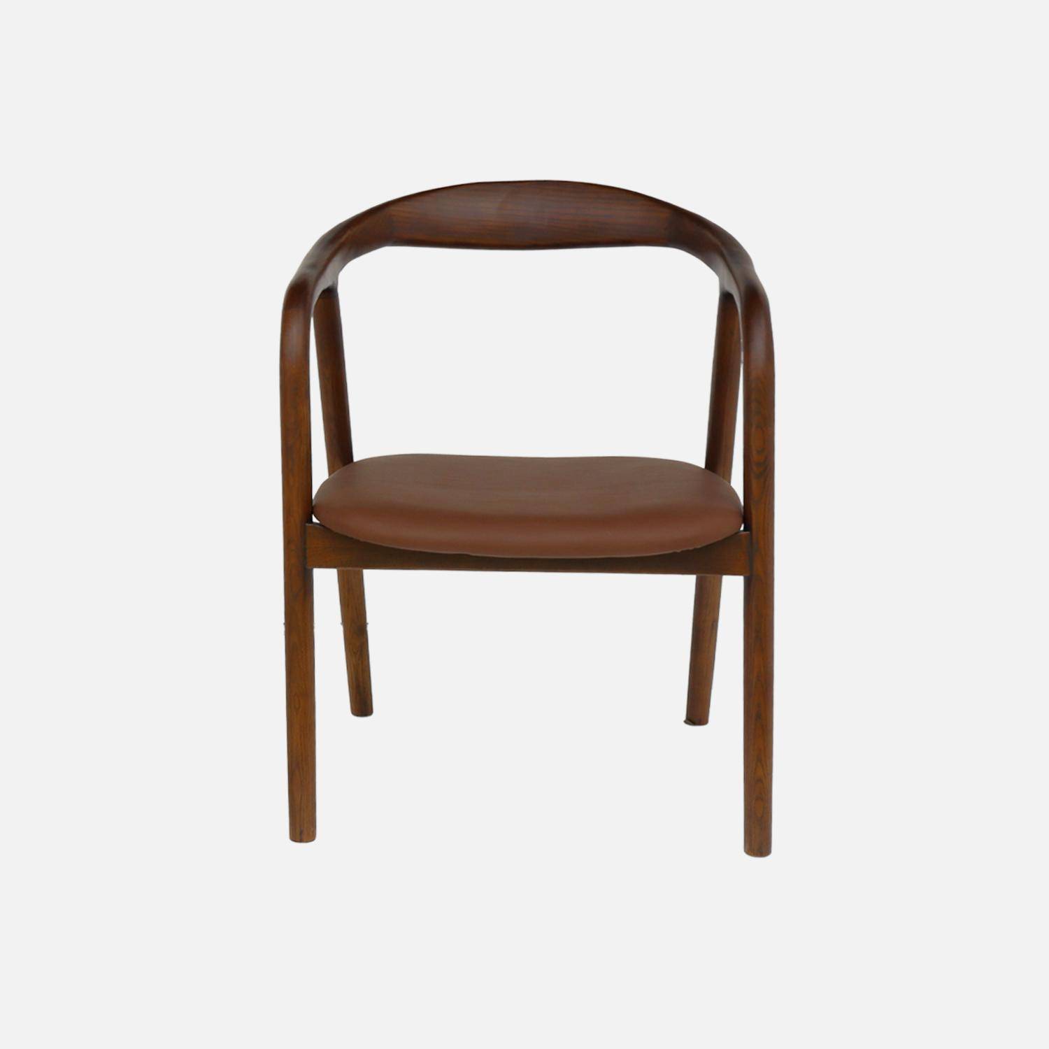 Sillones de madera de hevea y polipiel, set de 2, Sara, Madera de nogal, 55x57x79 cm Photo5