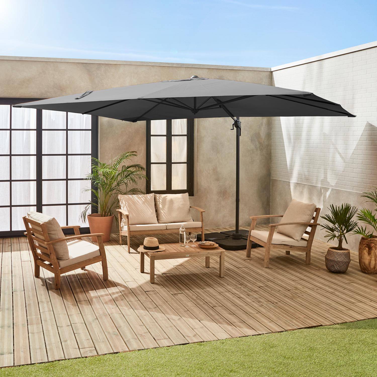 3x4m cantilever rectangular parasol + 50x50cm weighted slabs, Antibes + Slabs Photo2