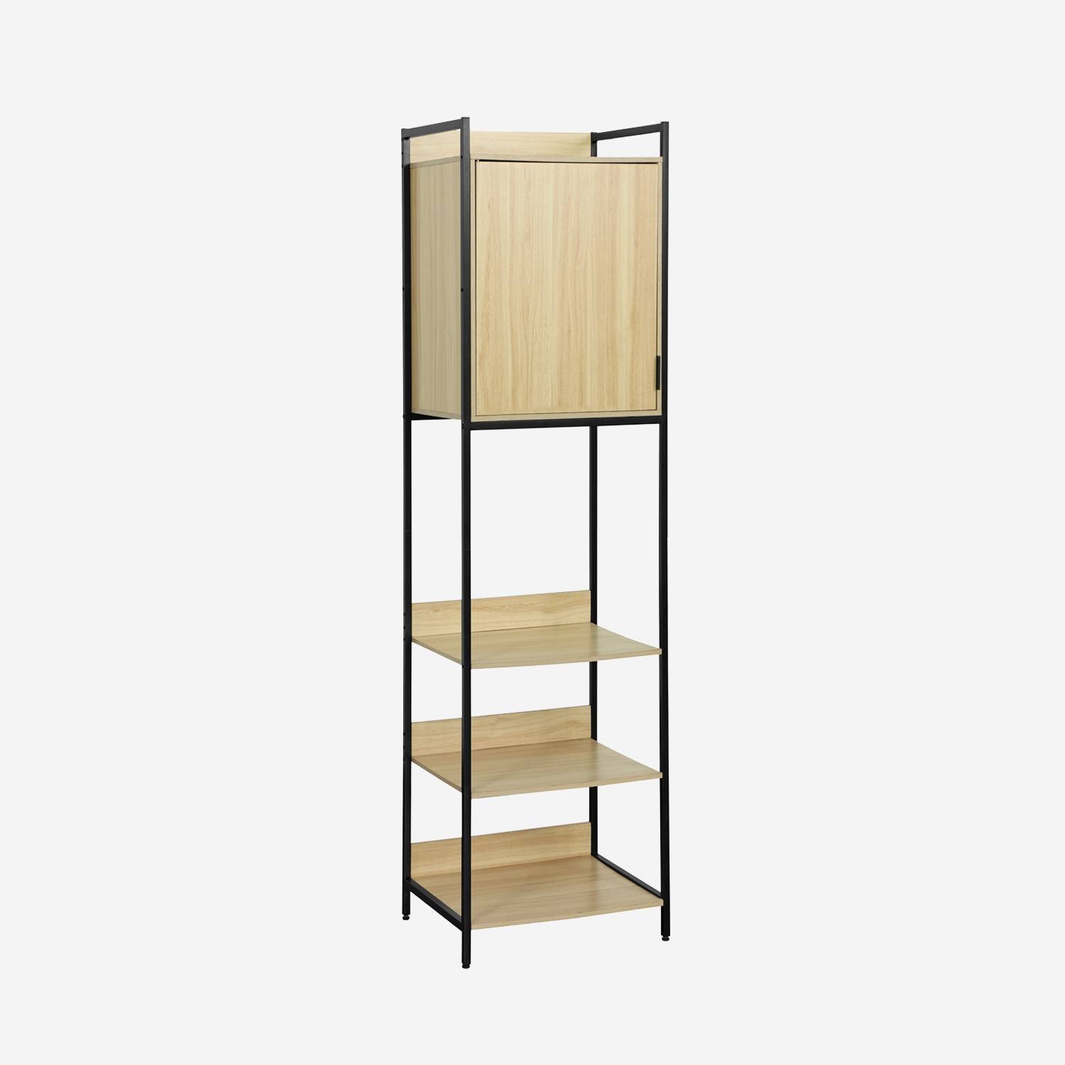 Module dressing noir avec 5 étagères et 1 porte