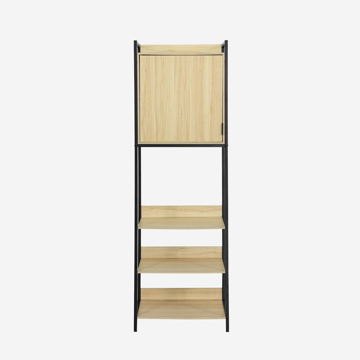 Zwarte kledingkast met 5 legplanken en 1 deur, B 60 x D 48 x H 190 cm,sweeek,Photo2