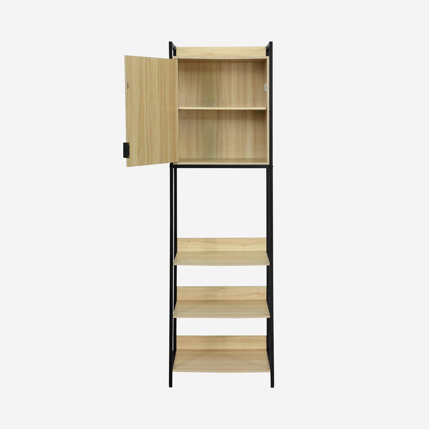 Zwarte kledingkast met 5 legplanken en 1 deur, B 60 x D 48 x H 190 cm Photo3