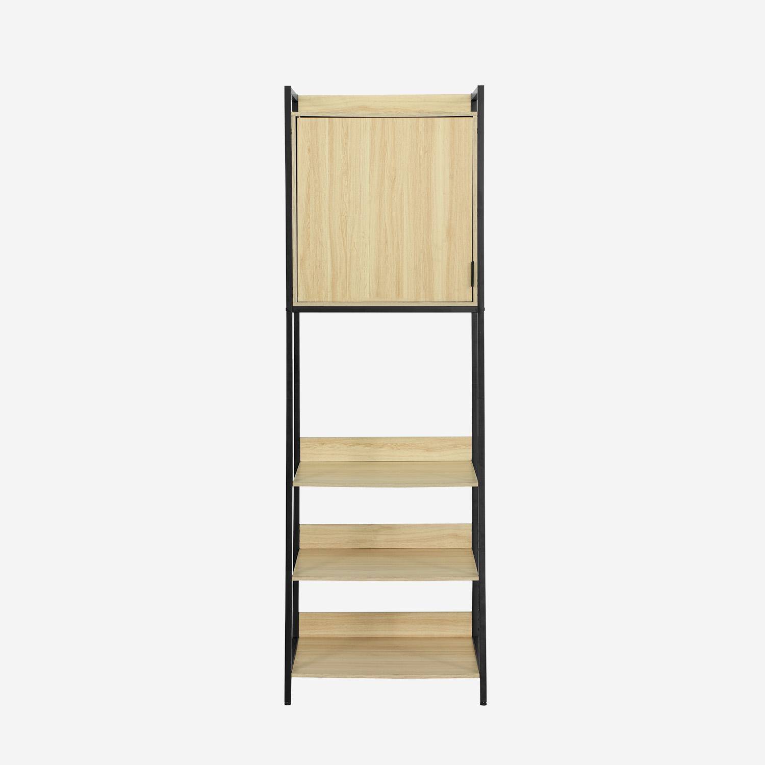 Zwarte kledingkast met 5 legplanken en 1 deur, B 60 x D 48 x H 190 cm Photo2