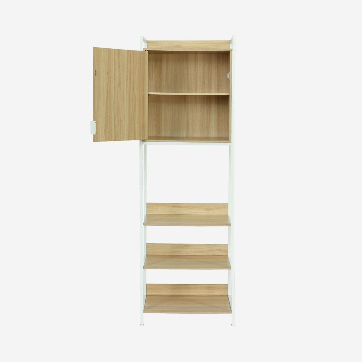 Weißes Ankleidemodul mit 5 Regalen und 1 Tür, B 60 x T 48 x H 190 cm - Clever,sweeek,Photo3