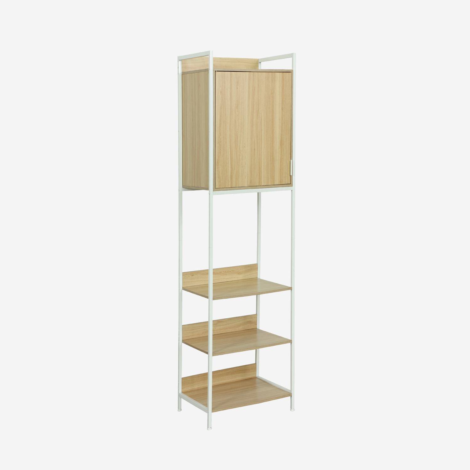 Weißes Ankleidemodul mit 5 Regalen und 1 Tür, B 60 x T 48 x H 190 cm - Clever,sweeek,Photo2