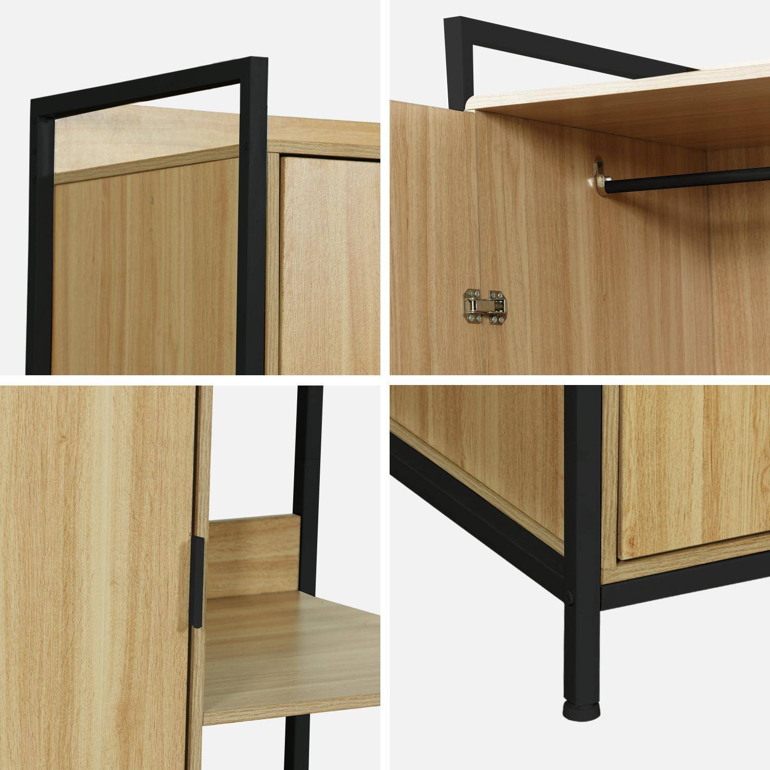 Zwarte kledingkast met 1 hangdeel, 6 legplanken en 1 deur, B 100 x D 48 x H 190 cm Photo4