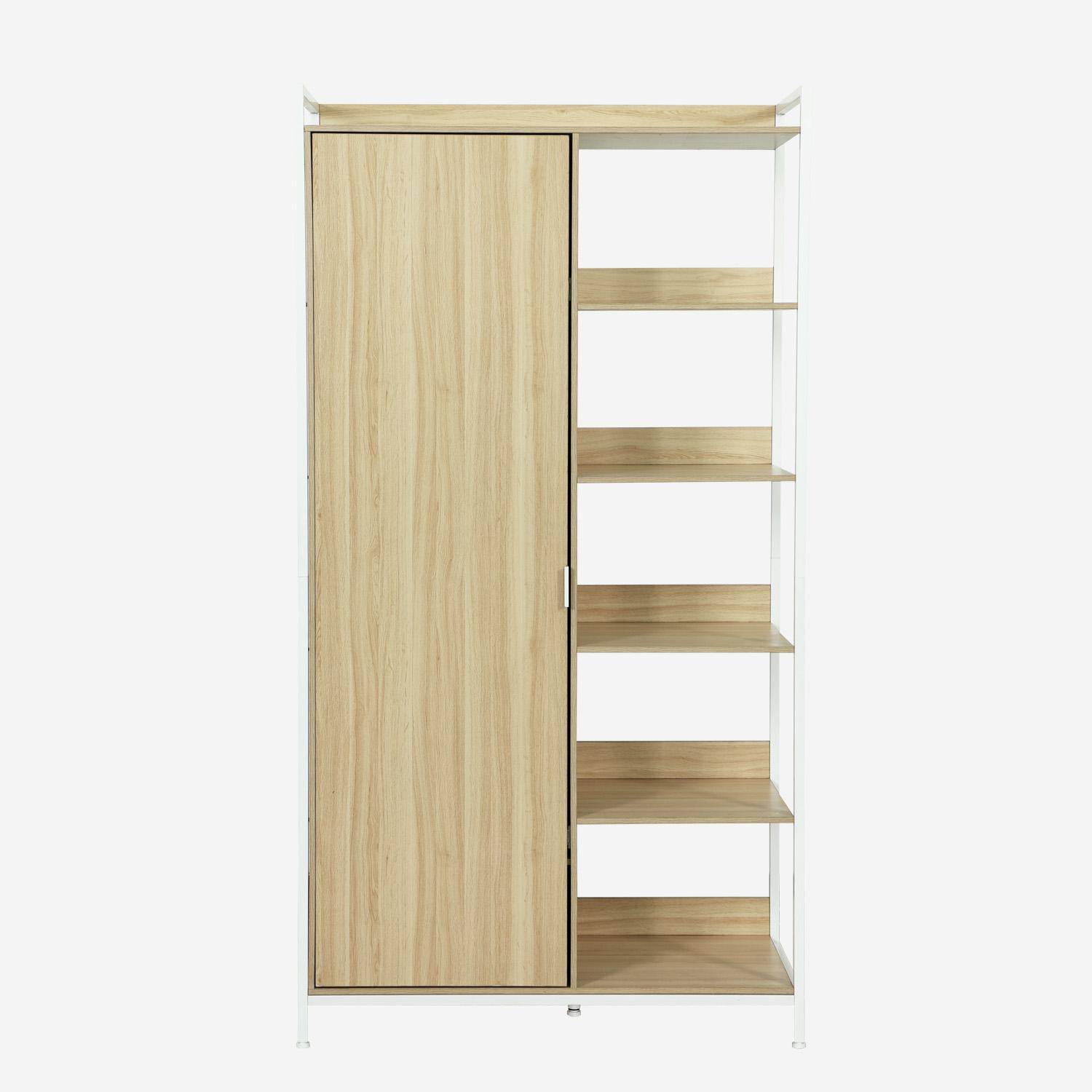 Module dressing blanc avec 1 penderie, 6 étagères et 1 porte, L 100 x P 48 x H 190 cm Photo2