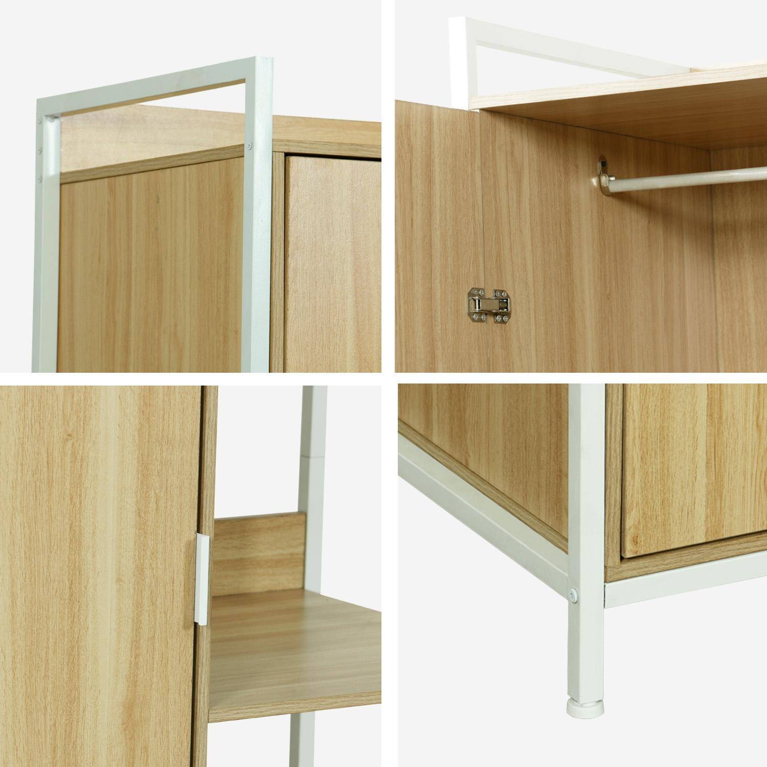 Weißes Ankleidemodul mit 1 Kleiderstange, 6 Regalen und 1 Tür, B 100 x T 48 x H 190 cm - Clever,sweeek,Photo4