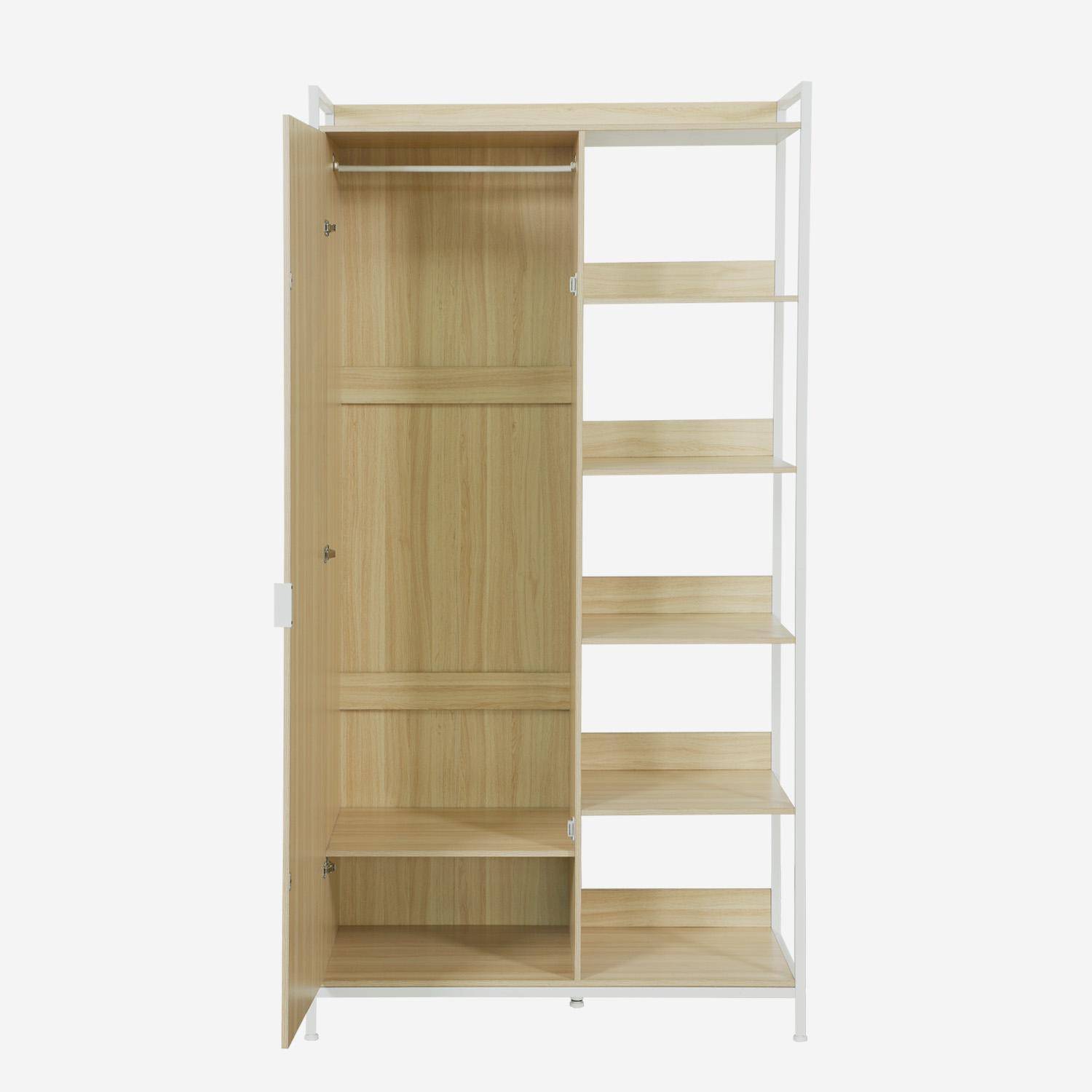 Module dressing blanc avec 1 penderie, 6 étagères et 1 porte, L 100 x P 48 x H 190 cm Photo3