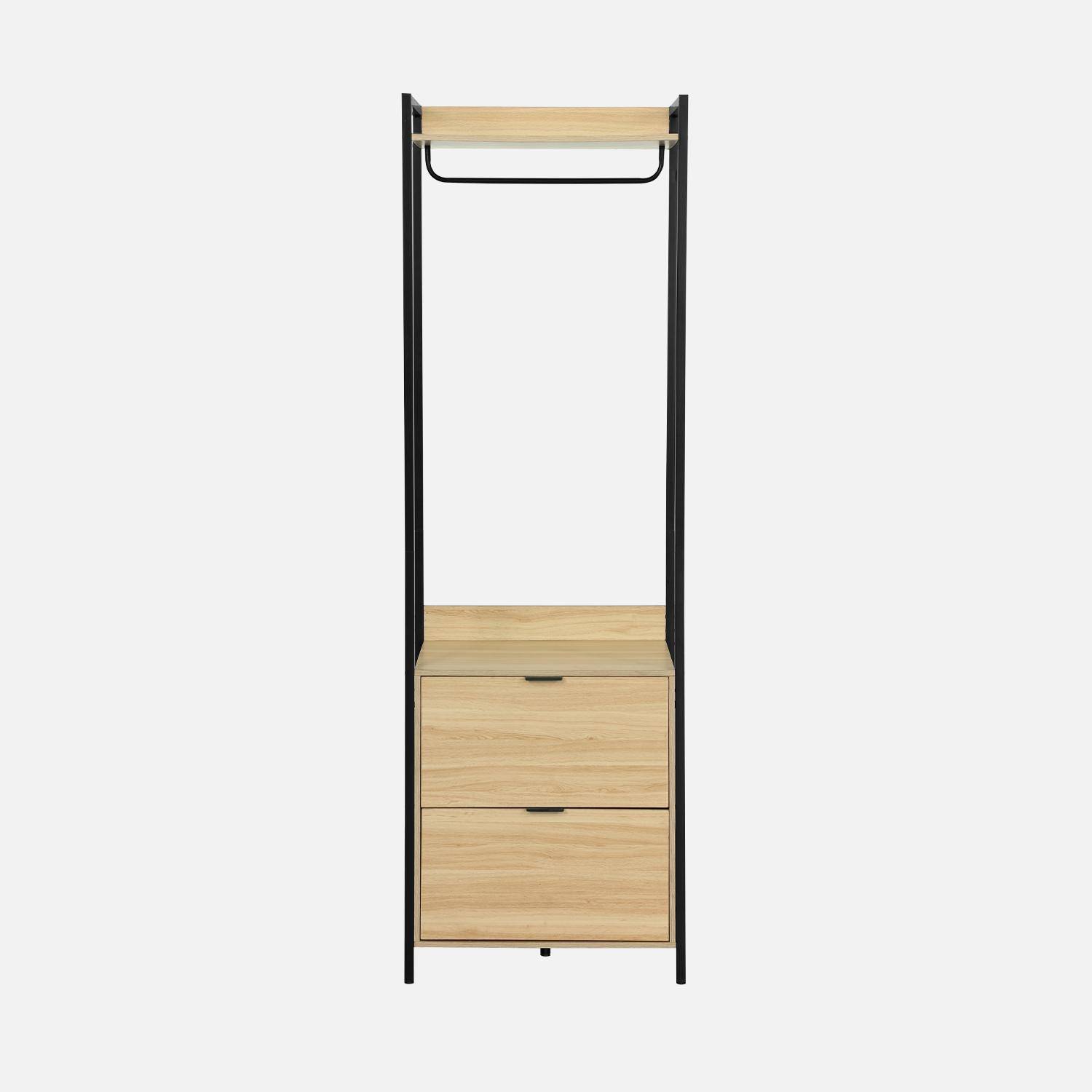 Modulo armadio con 1 armadio, 2 cassetti e 1 ripiano, Clever, Nero, 60x48x190 cm Photo2