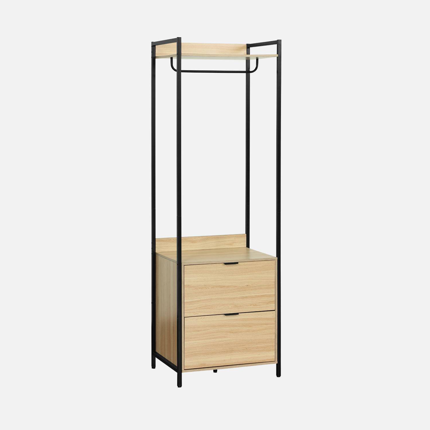 Modulo armadio con 1 armadio, 2 cassetti e 1 ripiano, Clever, Nero, 60x48x190 cm Photo1