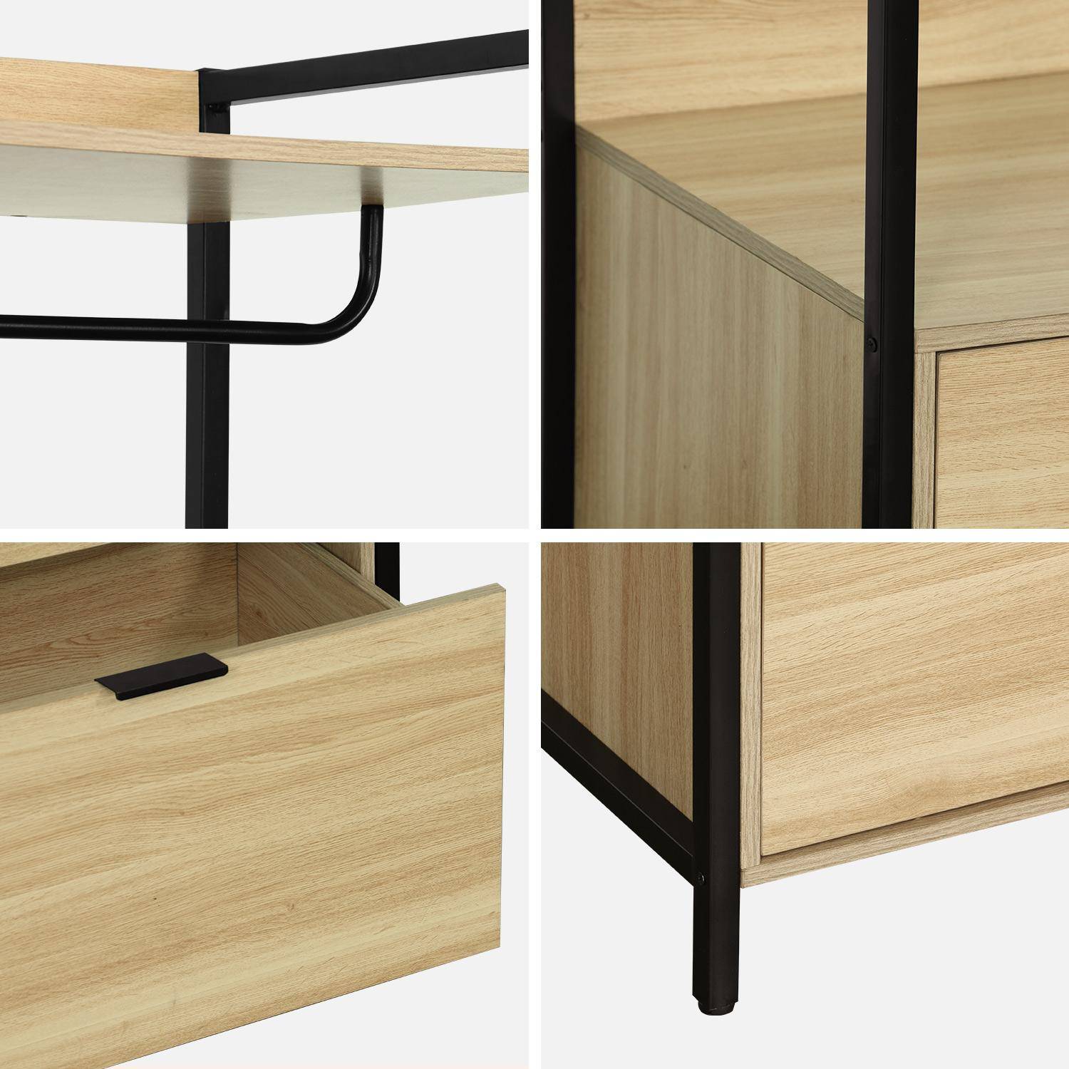 Modulo armadio con 1 armadio, 2 cassetti e 1 ripiano, Clever, Nero, 60x48x190 cm Photo4