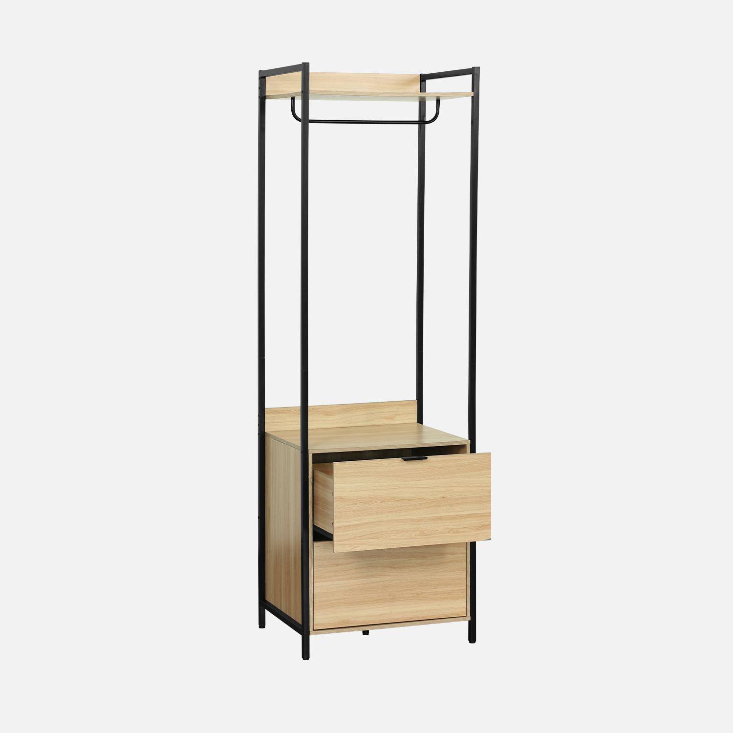 Modulo armadio con 1 armadio, 2 cassetti e 1 ripiano, Clever, Nero, 60x48x190 cm Photo3