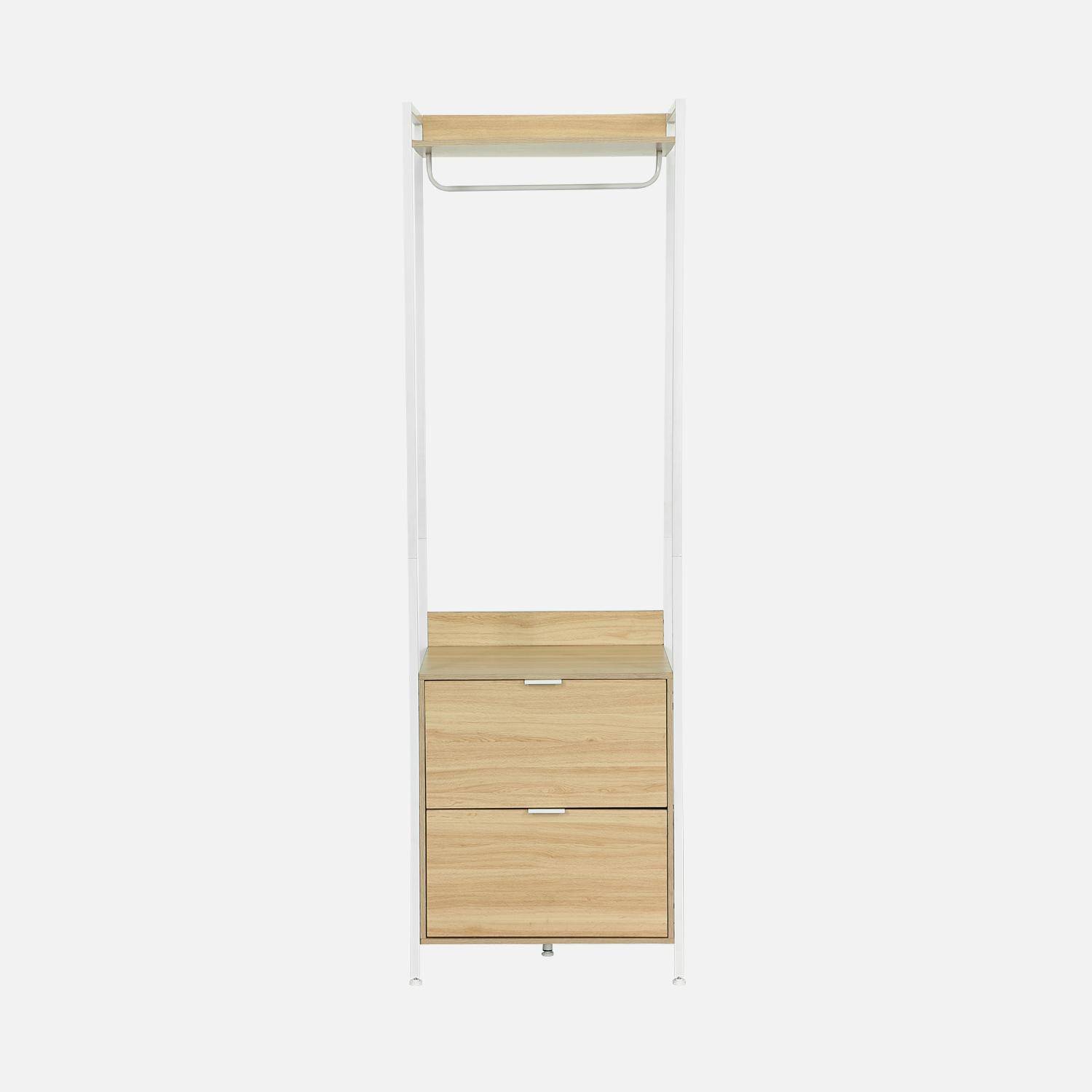 Wardrobe module with 2 drawers and 1 shelf, Clever, White, 60x48x190 cm Photo2