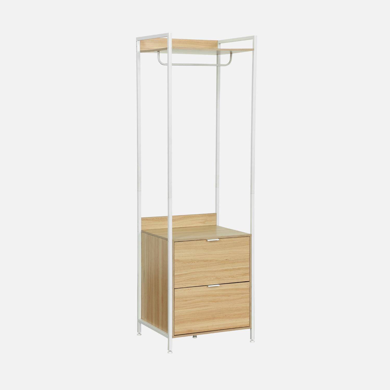 Wardrobe module with 2 drawers and 1 shelf, Clever, White, 60x48x190 cm Photo1