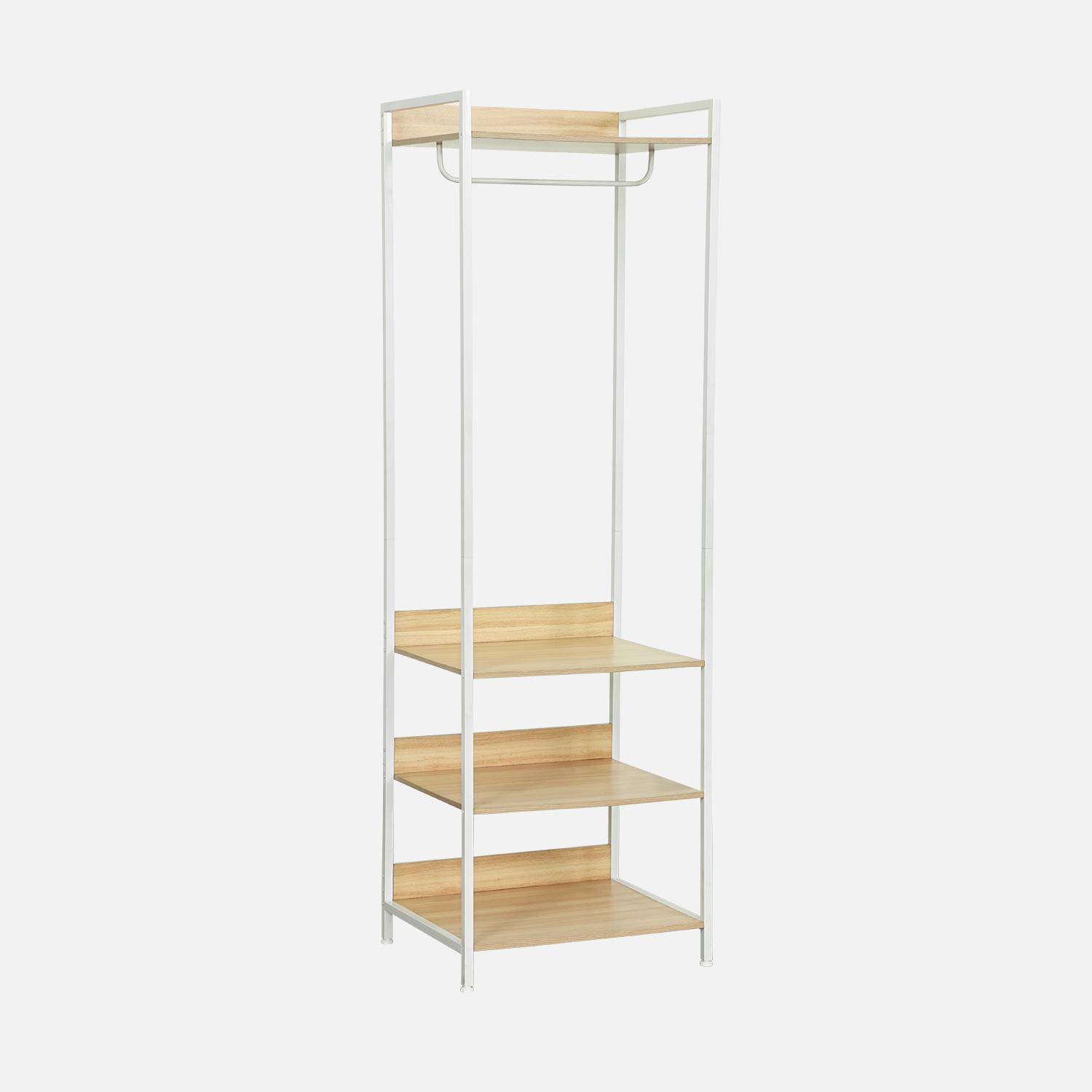 Wardrobe module with 1 wardrobe and 3 shelves White 60x48x190 cm - Clever,sweeek,Photo2