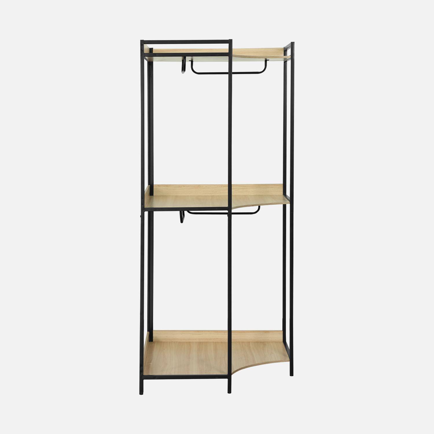 Module dressing d'angle noir avec 4 penderies et 2 étagères, L 80 x P 80 x H 190 cm Photo2