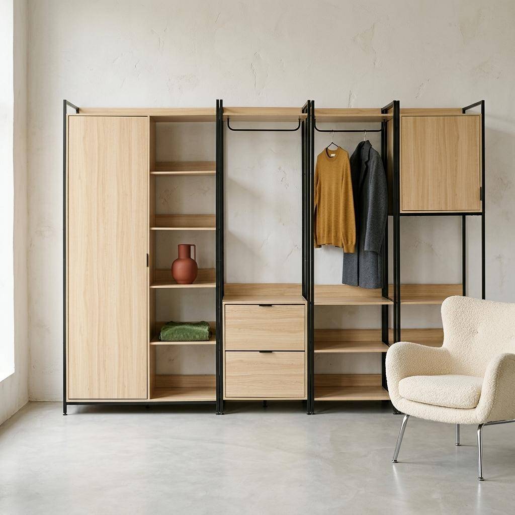 Armario modular con 4 elementos Negro - 280x48x190 cm Photo1