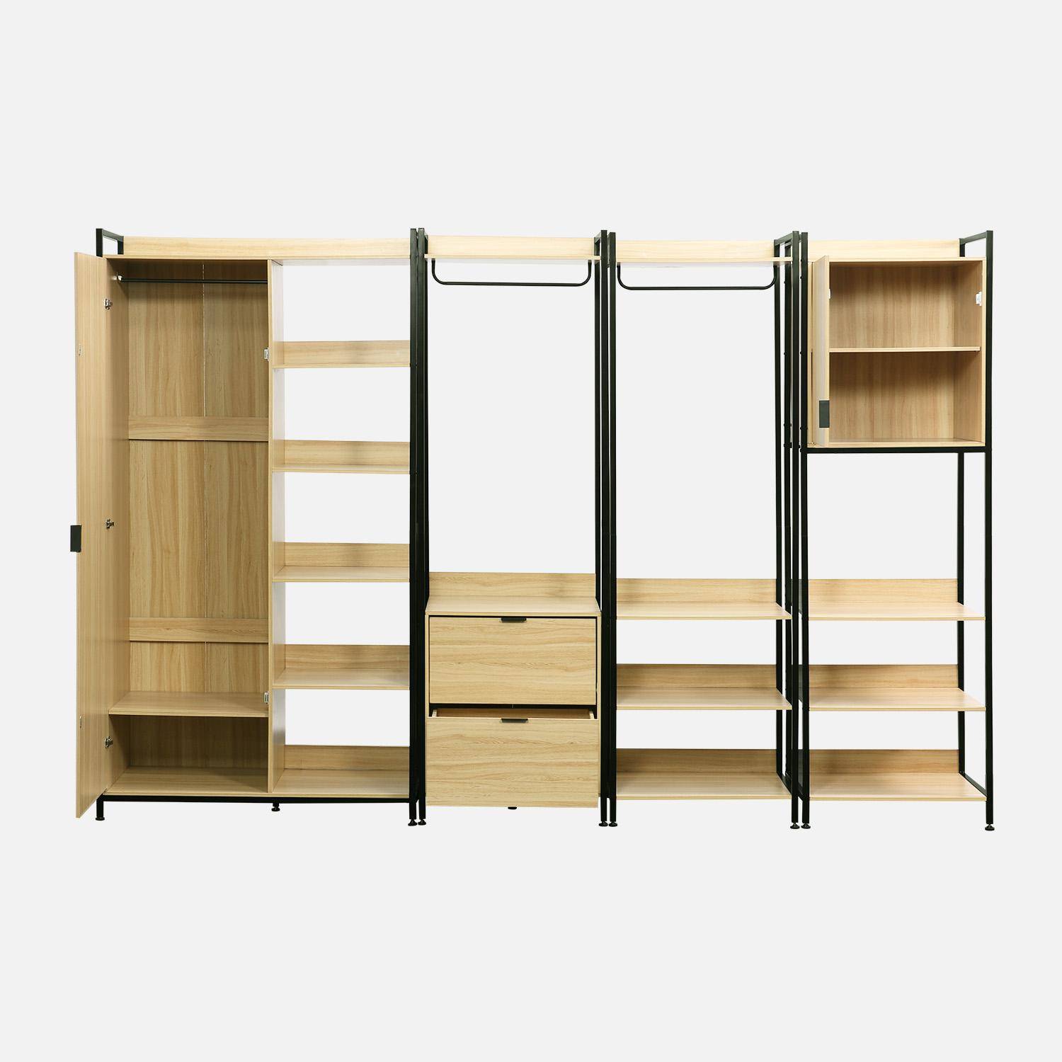 Kit de vestidor modular con 4 elementos, Clever, Negro, 280x48x190 cm,sweeek,Photo4