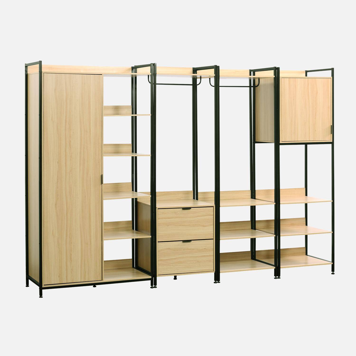 Kit de vestidor modular con 4 elementos, Clever, Negro, 280x48x190 cm,sweeek,Photo2