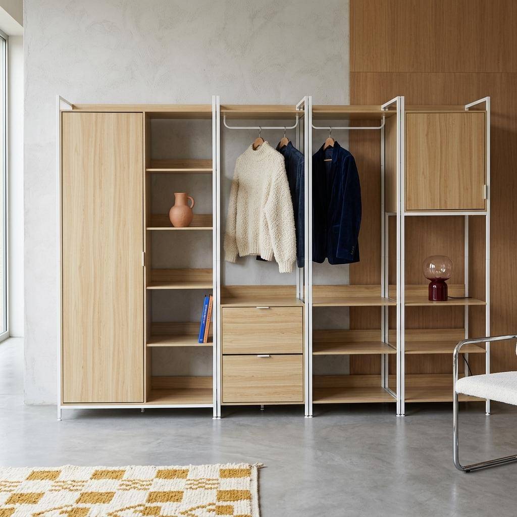 Witte kledingkast met 4 elementen, B 280 x D 48 x H 190 cm,sweeek,Photo1