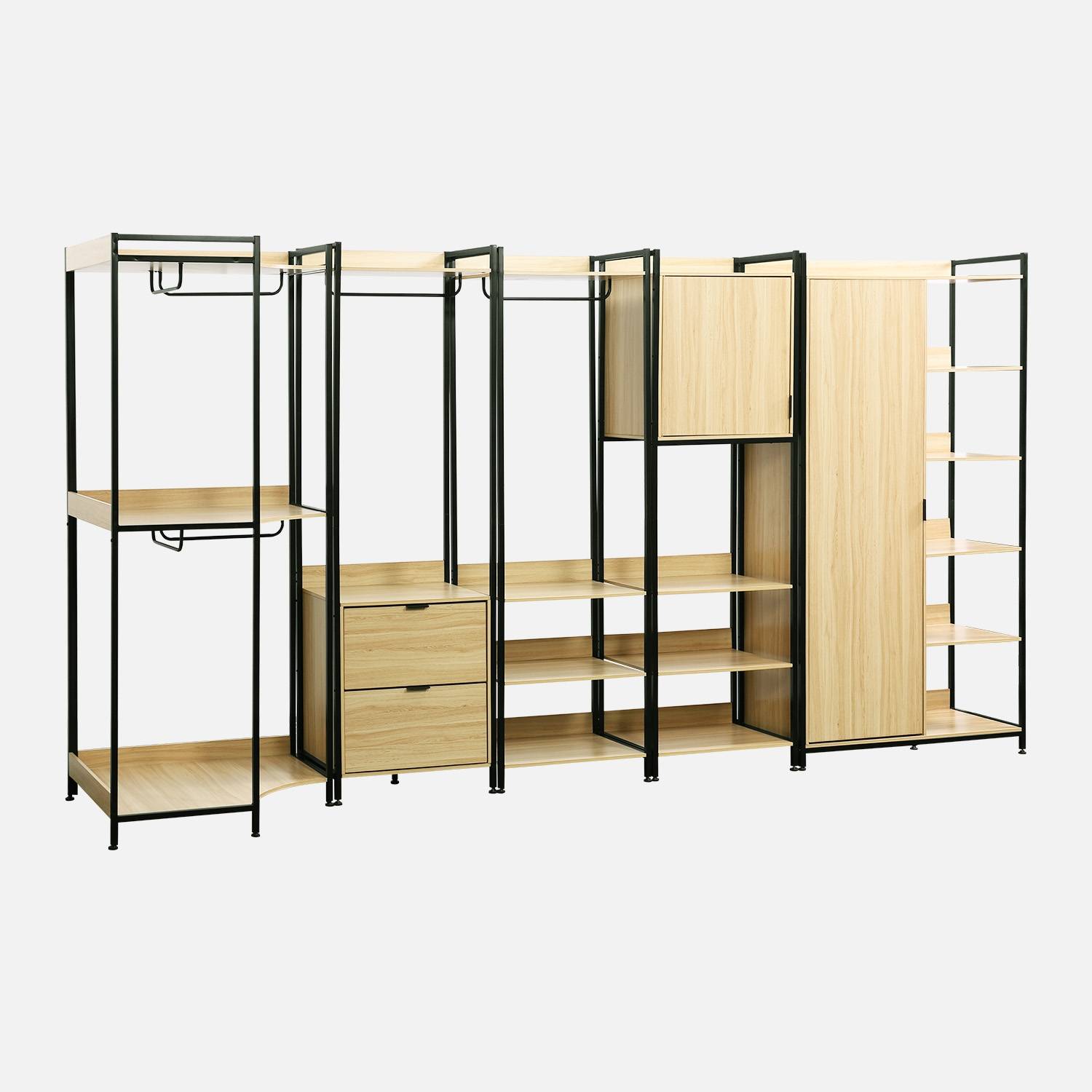 Kit de vestidor modular con 5 elementos, Negro